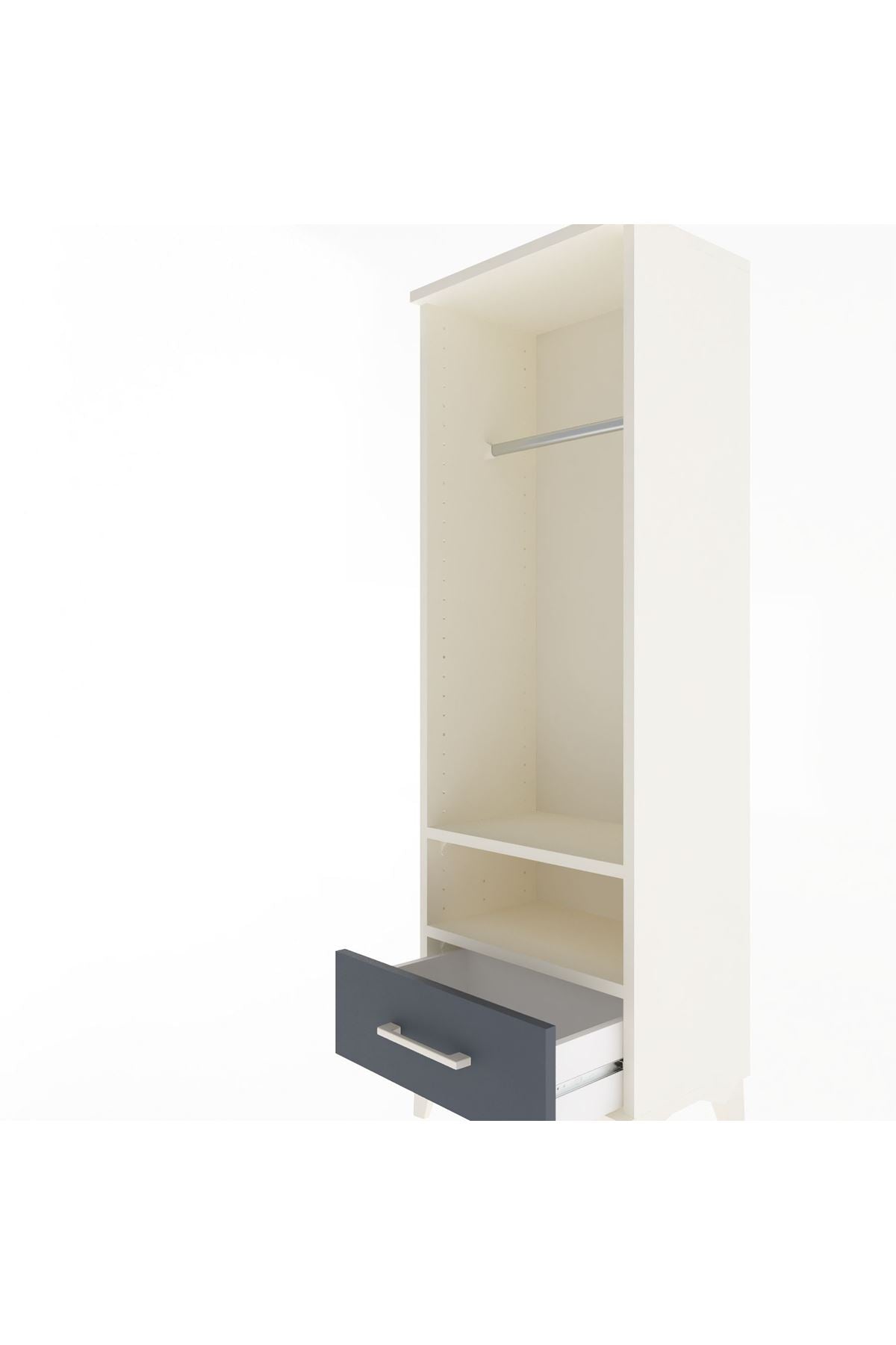 Arges Dolap 2 Raflı Tek Çekmeceli Tek Askılı 44x30x134 Aytaşı-Antrasit