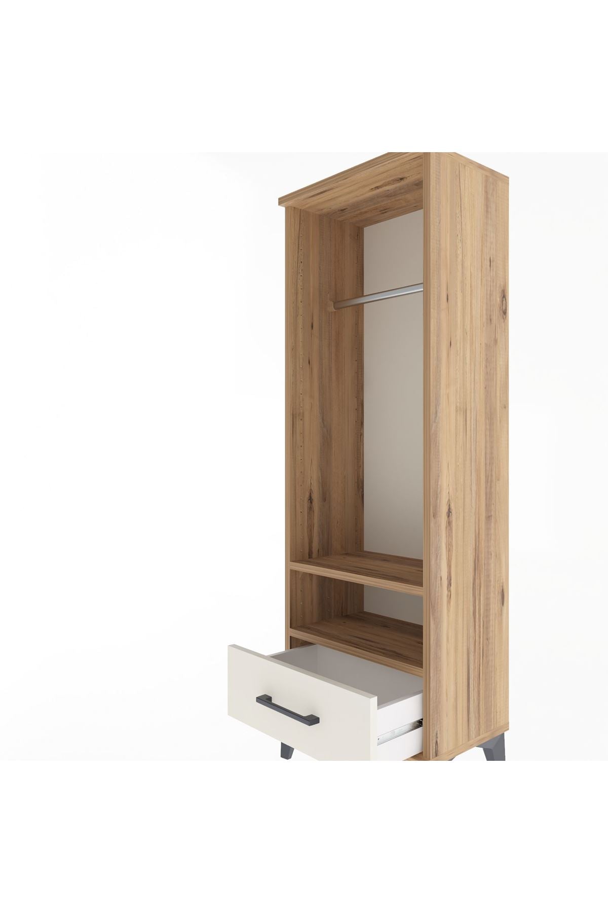 Arges Dolap 2 Raflı Tek Çekmeceli Tek Askılı 44x30x134 Çam-Aytaşı