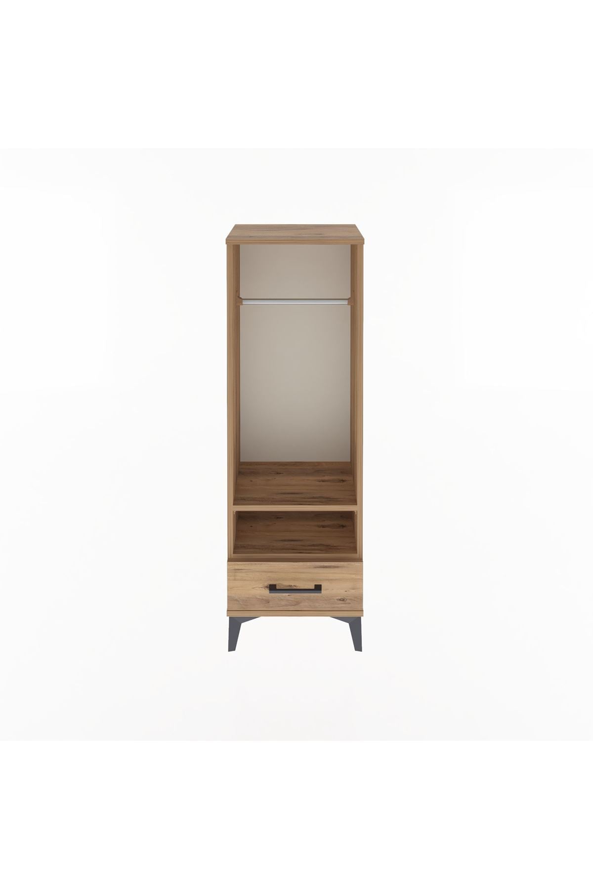 Arges Dolap 2 Raflı Tek Çekmeceli Tek Askılı 44x30x134 Çam-Çam