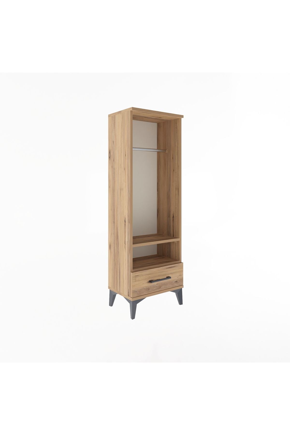 Arges Dolap 2 Raflı Tek Çekmeceli Tek Askılı 44x30x134 Çam-Çam