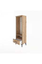 Arges Dolap 2 Raflı Tek Çekmeceli Tek Askılı 44x30x134 Çam-Çam