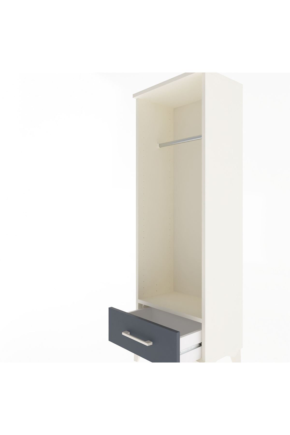 Arges Dolap Tek Raflı Tek Çekmeceli Tek Askılı 44x30x134 Aytaşı-Antrasit