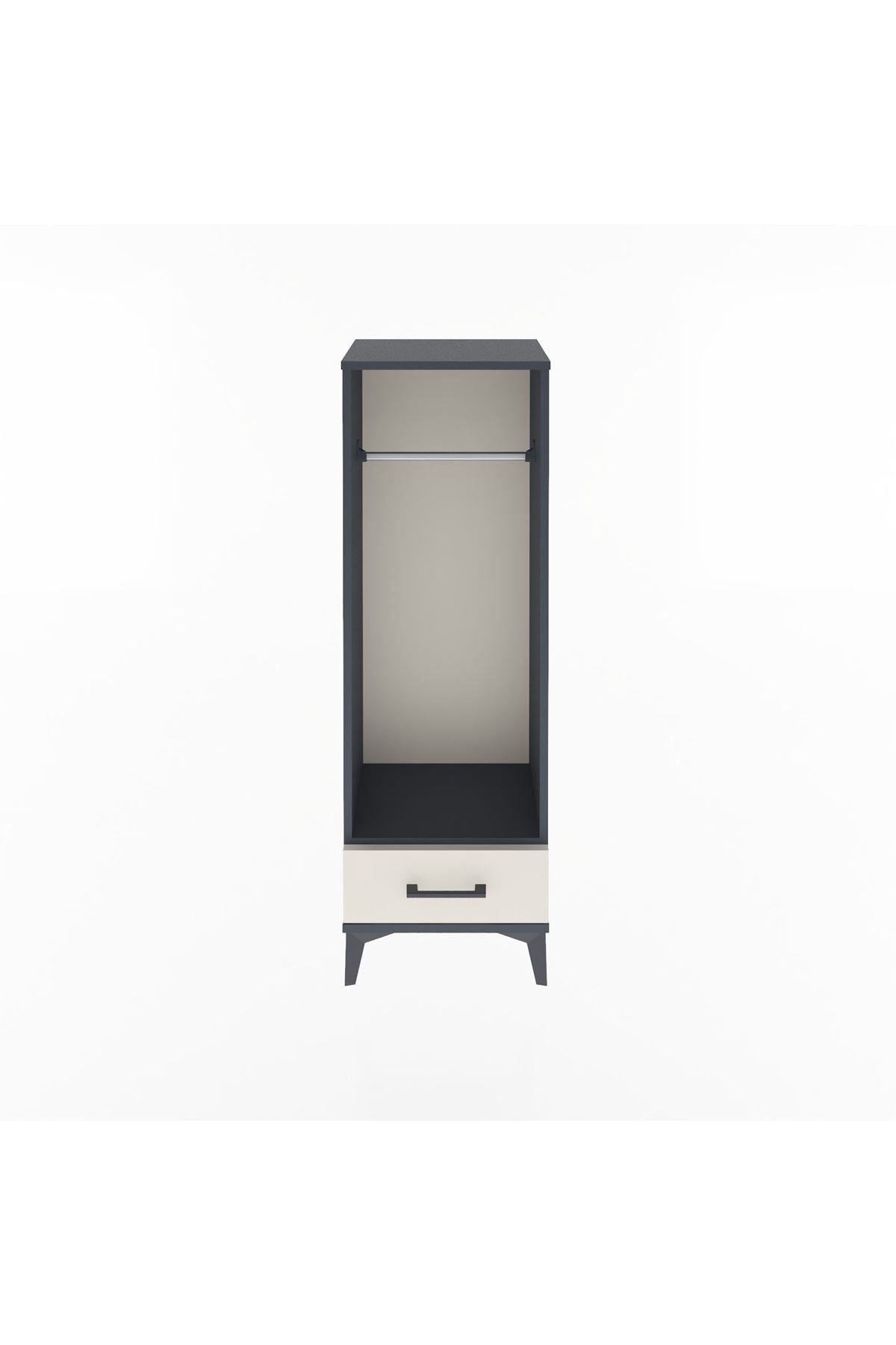 Arges Dolap Tek Raflı Tek Çekmeceli Tek Askılı 44x30x134 Antrasit-Aytaşı