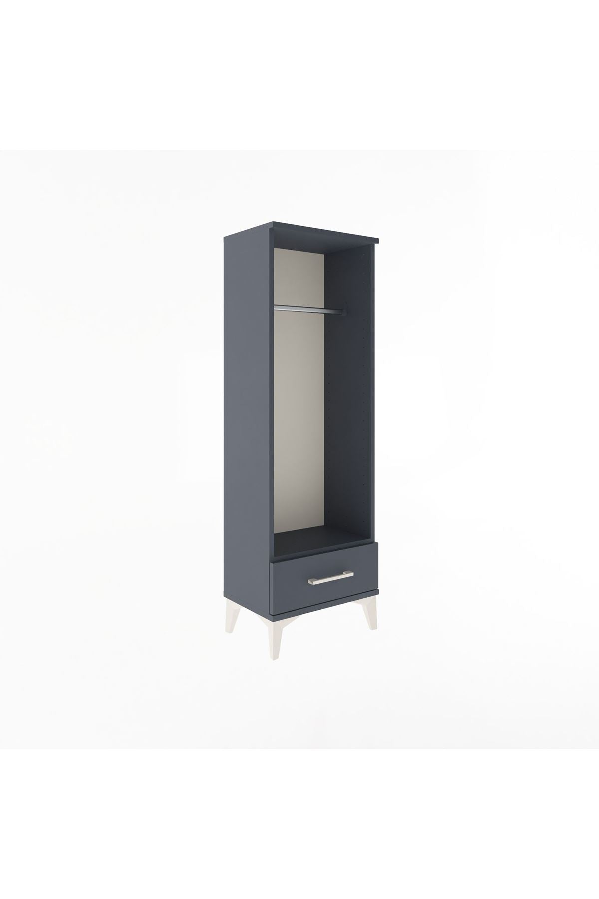 Arges Dolap Tek Raflı Tek Çekmeceli Tek Askılı 44x30x134 Antrasit-Antrasit