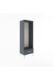 Arges Dolap Tek Raflı Tek Çekmeceli Tek Askılı 44x30x134 Antrasit-Antrasit