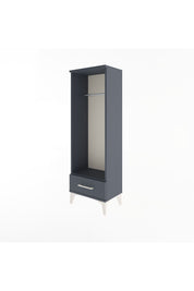 Arges Dolap Tek Raflı Tek Çekmeceli Tek Askılı 44x30x134 Antrasit-Antrasit