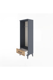Arges Dolap Tek Raflı Tek Çekmeceli Tek Askılı 44x30x134 Antrasit-Çam
