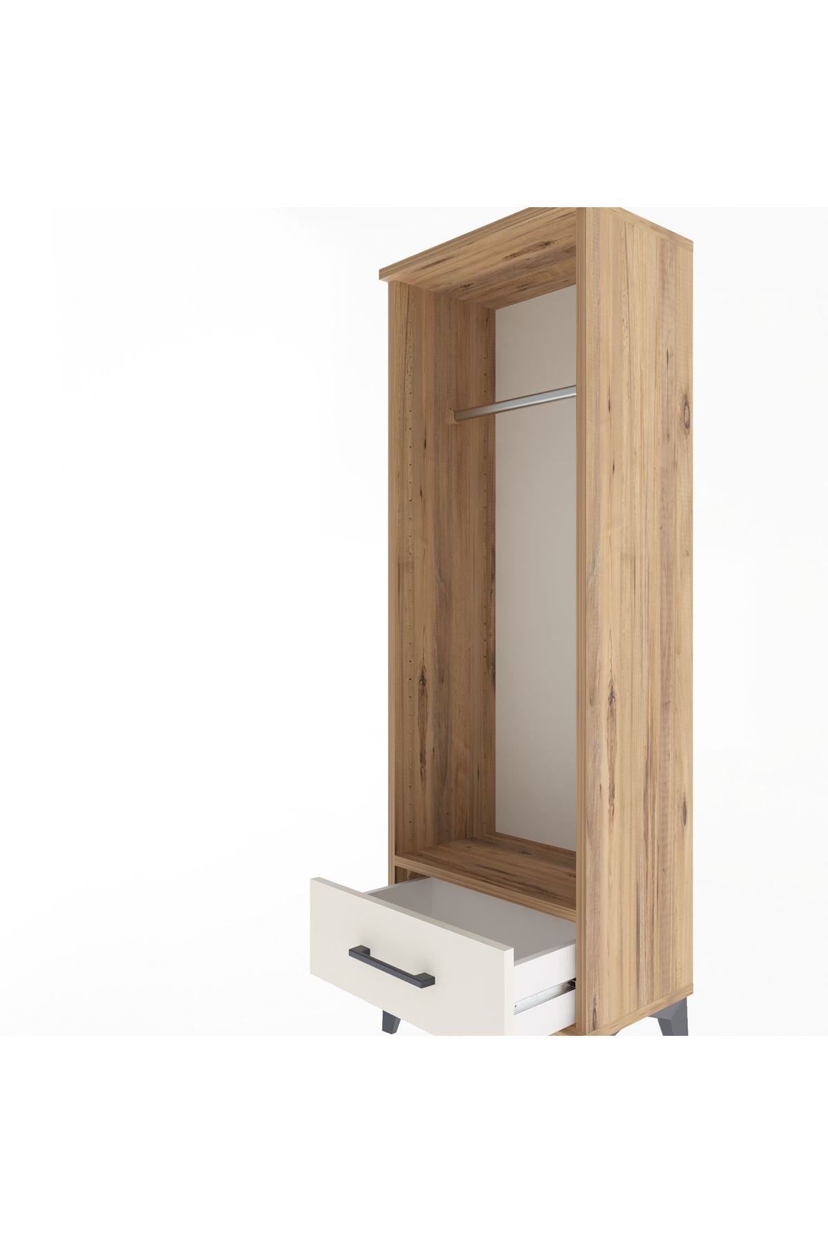 Arges Dolap Tek Raflı Tek Çekmeceli Tek Askılı 44x30x134 Çam-Aytaşı