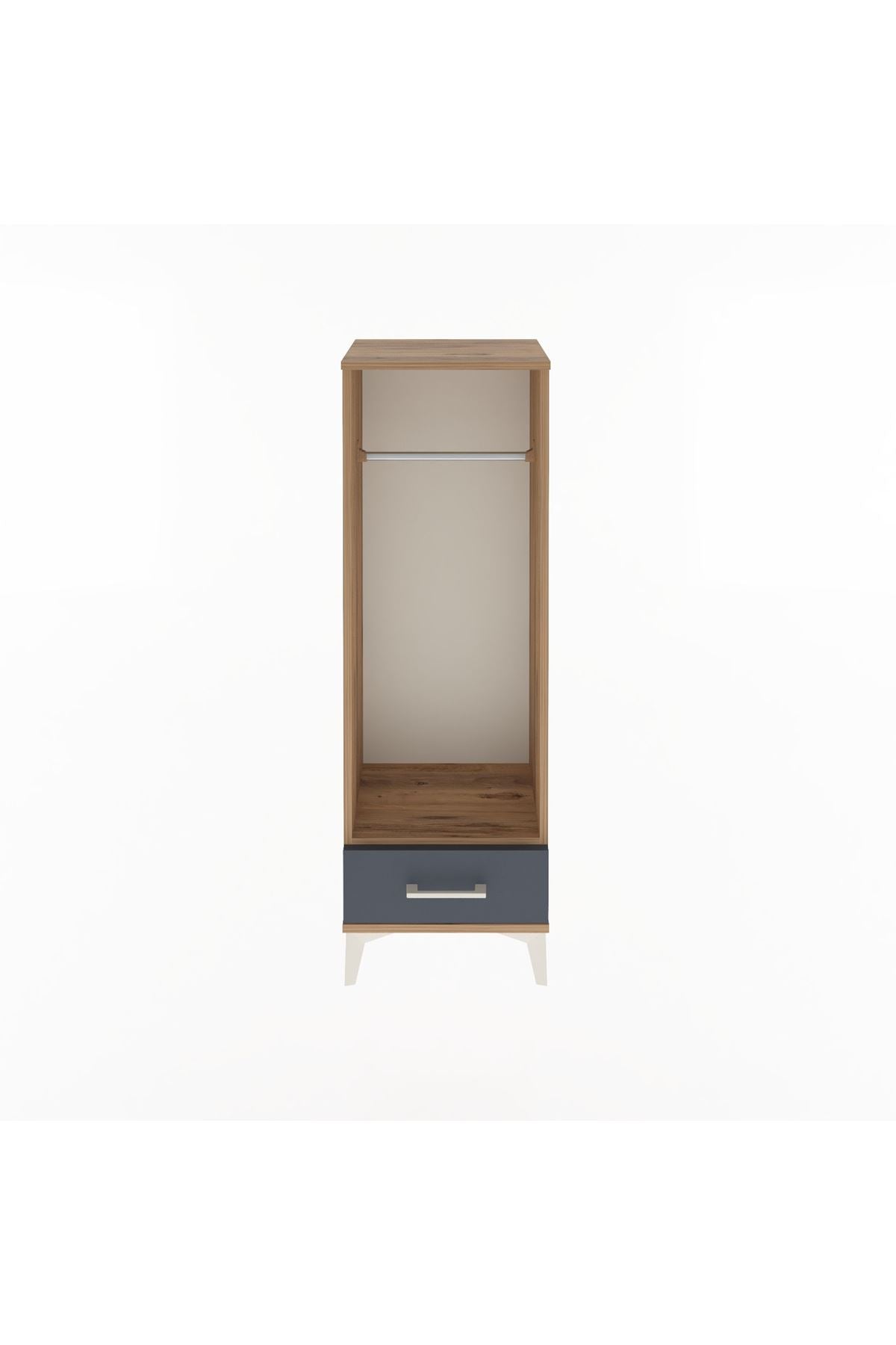 Arges Dolap Tek Raflı Tek Çekmeceli Tek Askılı 44x30x134 Çam-Antrasit