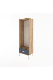 Arges Dolap Tek Raflı Tek Çekmeceli Tek Askılı 44x30x134 Çam-Antrasit