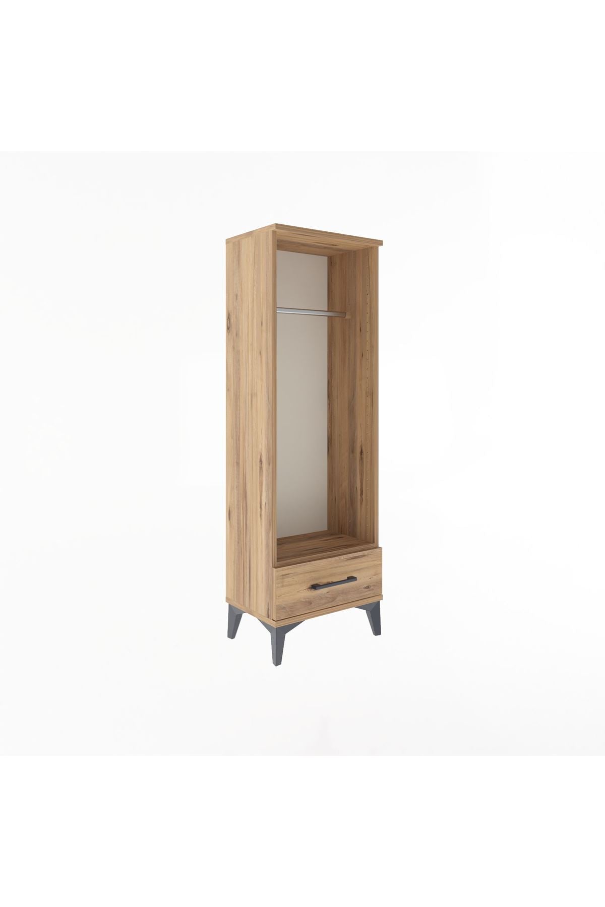 Arges Dolap Tek Raflı Tek Çekmeceli Tek Askılı 44x30x134 Çam-Çam