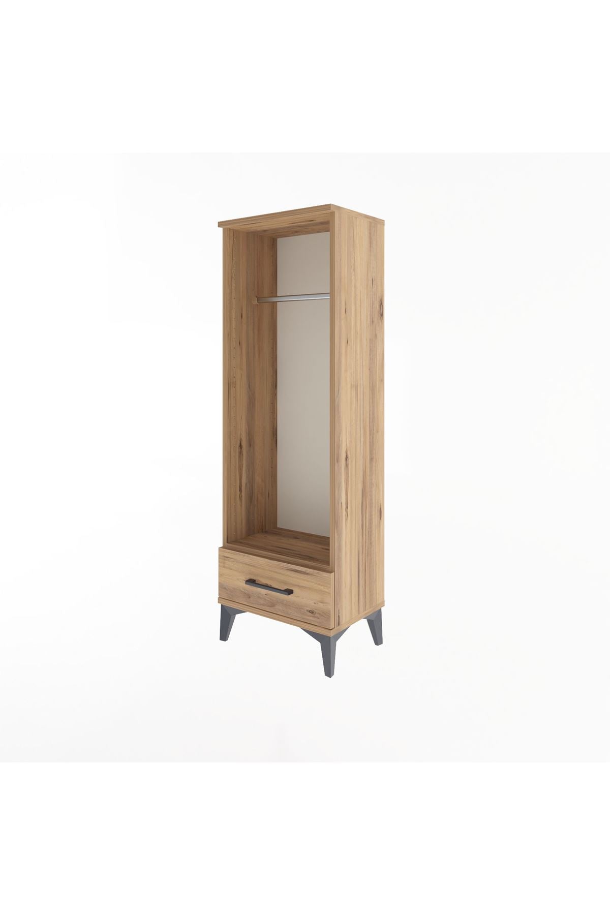 Arges Dolap Tek Raflı Tek Çekmeceli Tek Askılı 44x30x134 Çam-Çam