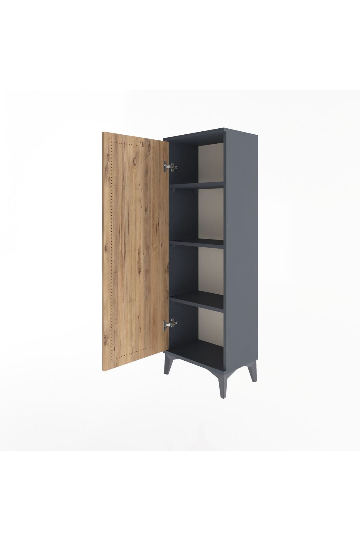 Arges Dolap 3 Raflı Tek Kapaklı 44x30x134 Antrasit-Çam