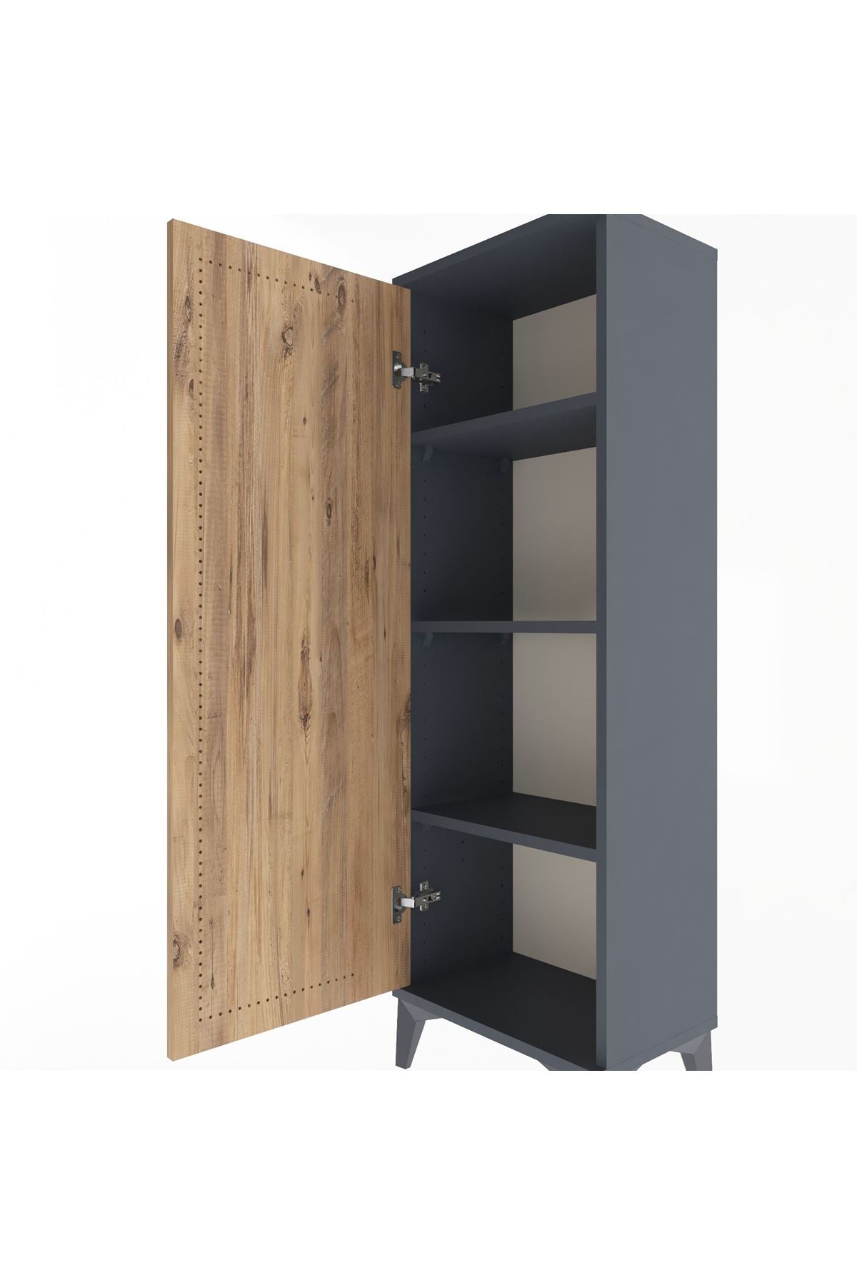 Arges Dolap 3 Raflı Tek Kapaklı 44x30x134 Antrasit-Çam