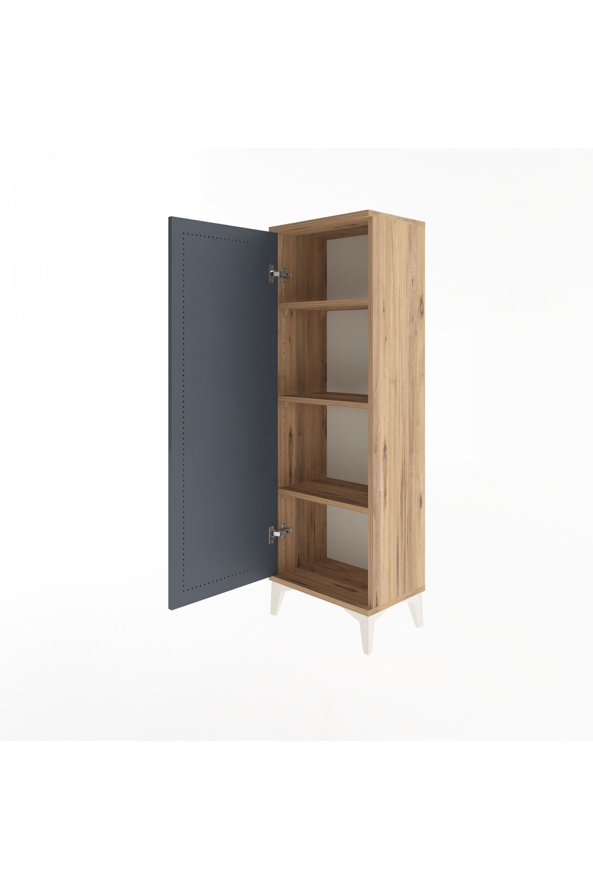 Arges Dolap 3 Raflı Tek Kapaklı 44x30x134 Çam-Antrasit