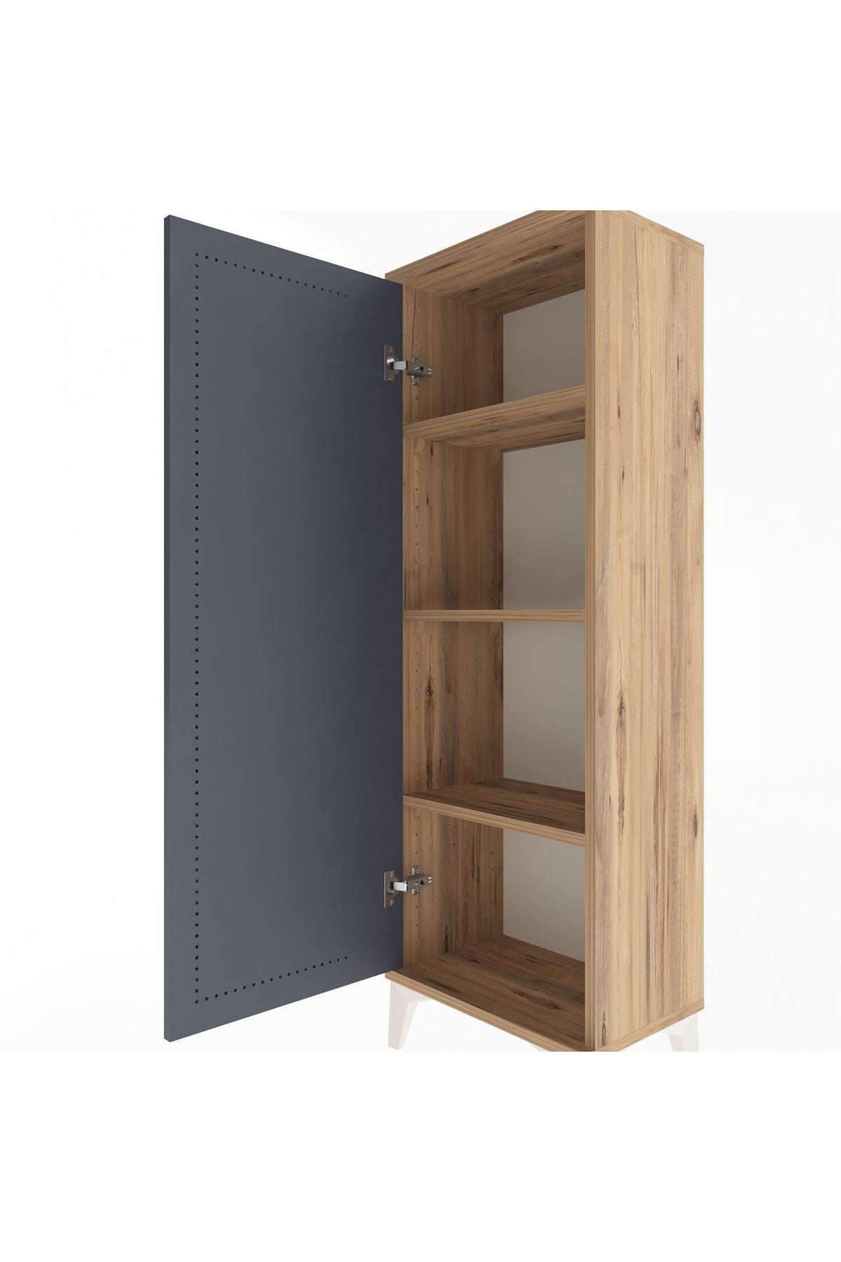 Arges Dolap 3 Raflı Tek Kapaklı 44x30x134 Çam-Antrasit