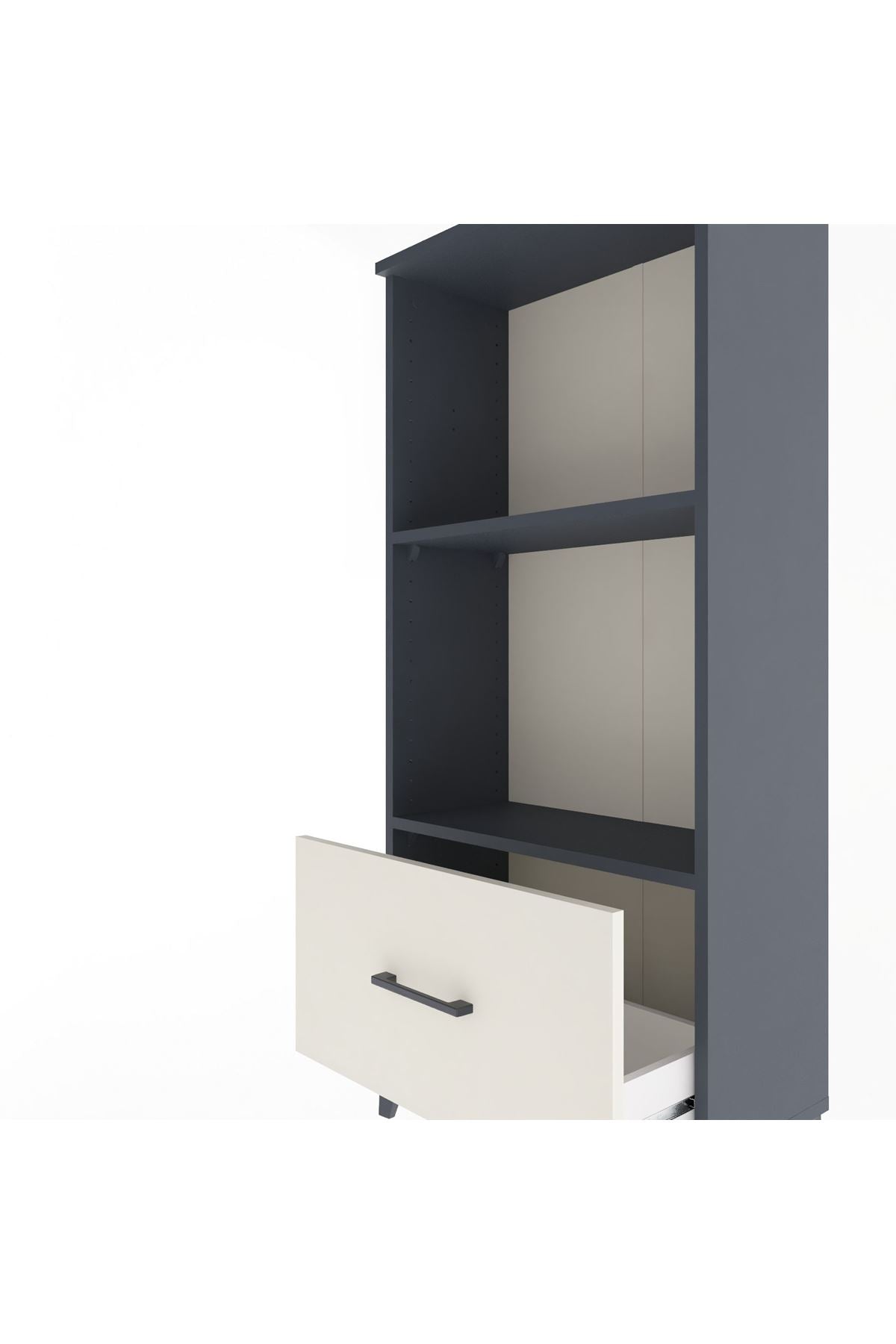 Arges Dolap Tek Raflı Tek Çekmeceli 60x30x134 Antrasit-Aytaşı