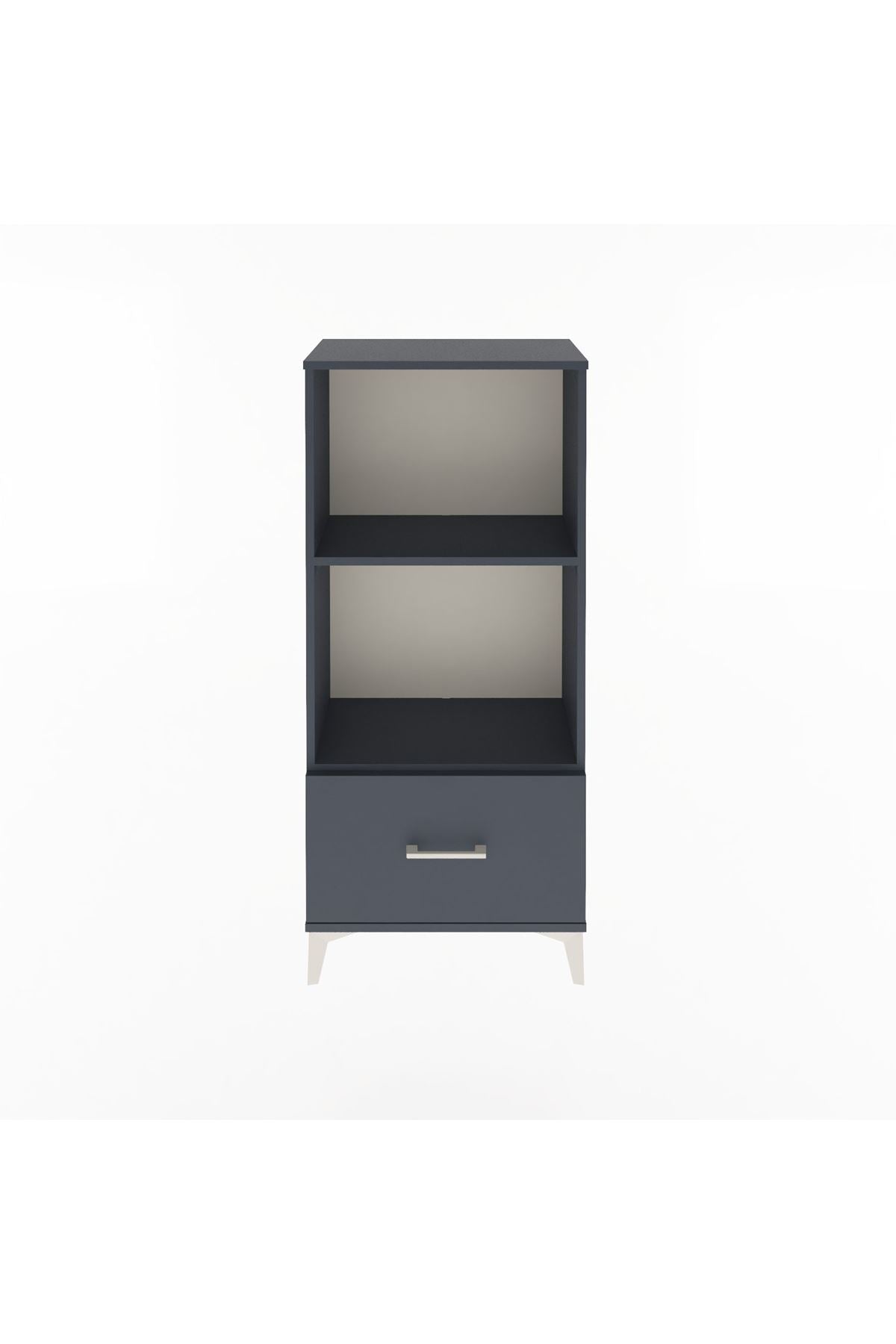 Arges Dolap Tek Raflı Tek Çekmeceli 60x30x134 Antrasit-Antrasit