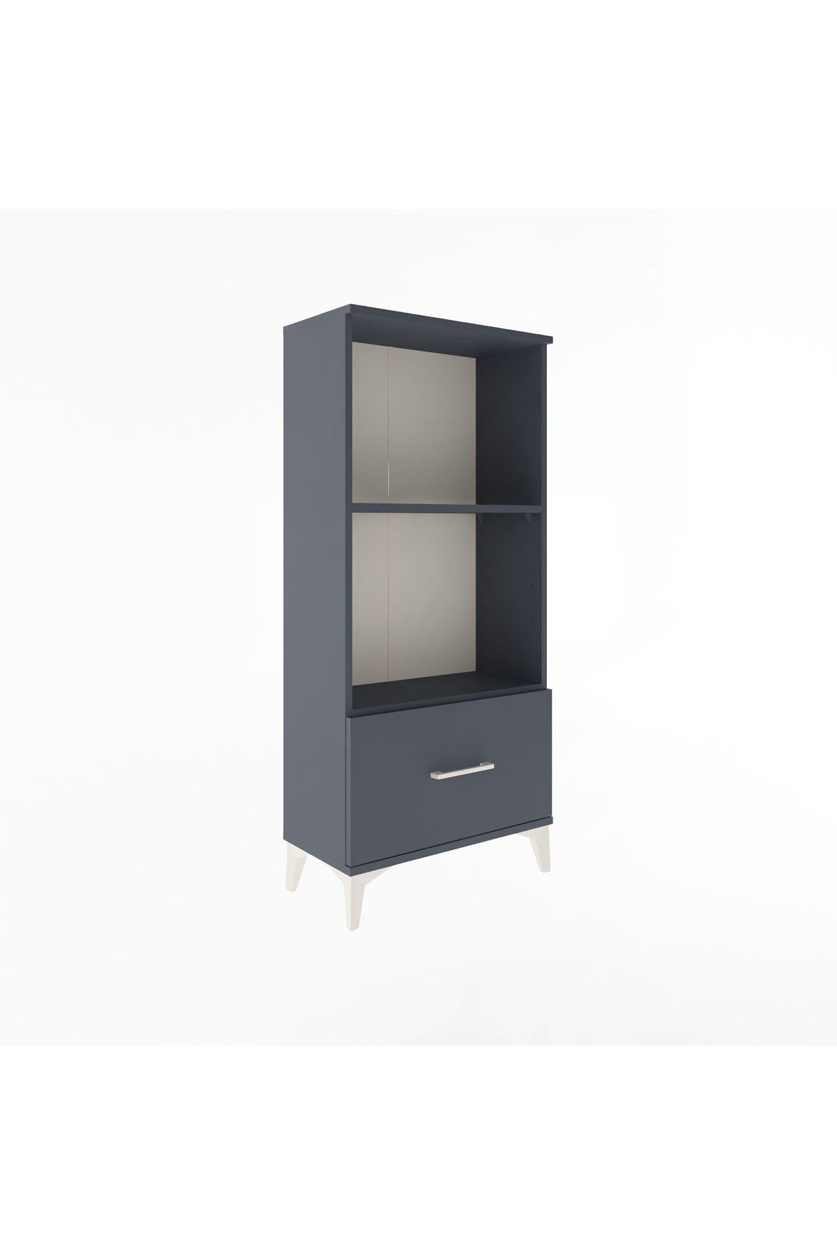 Arges Dolap Tek Raflı Tek Çekmeceli 60x30x134 Antrasit-Antrasit