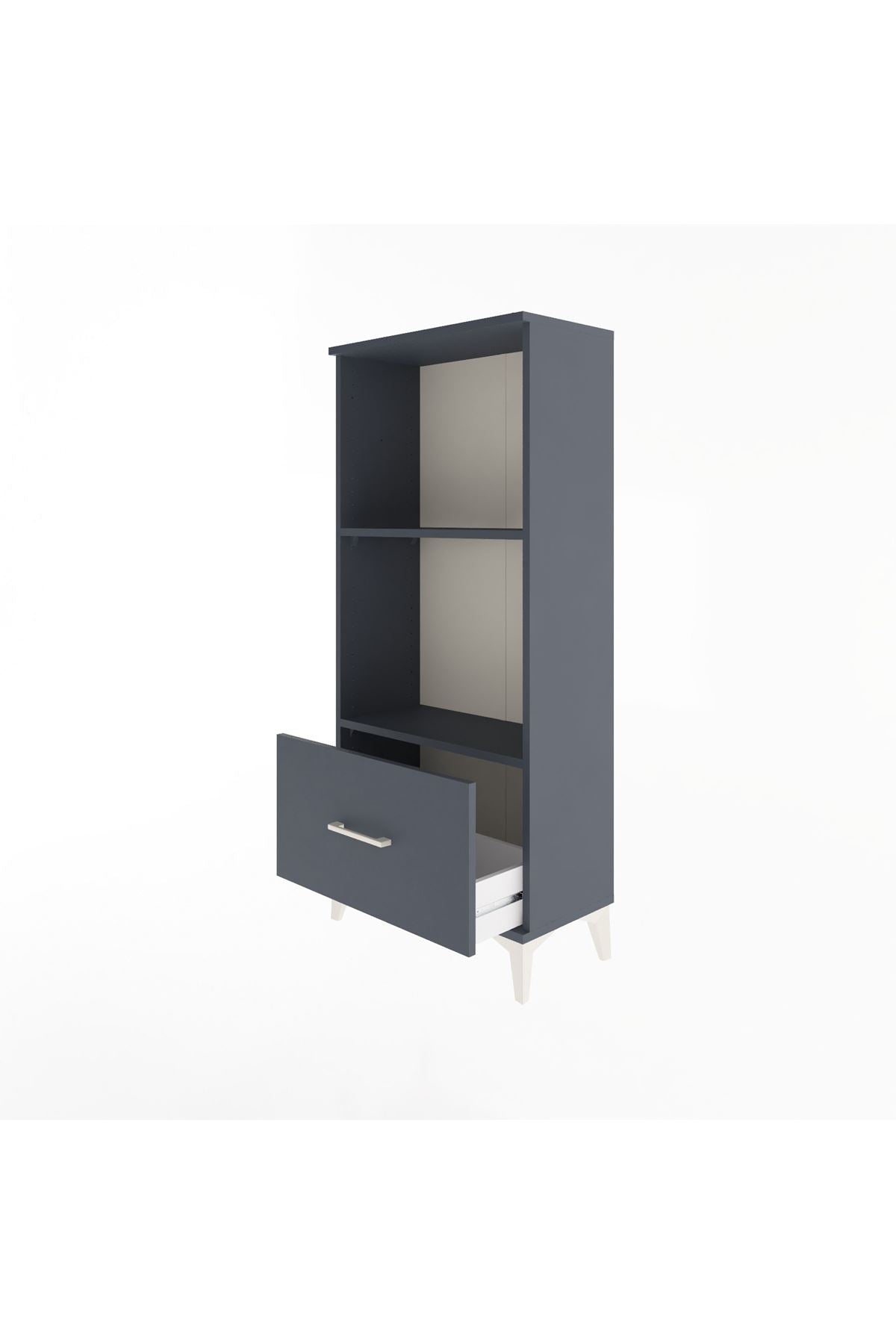 Arges Dolap Tek Raflı Tek Çekmeceli 60x30x134 Antrasit-Antrasit