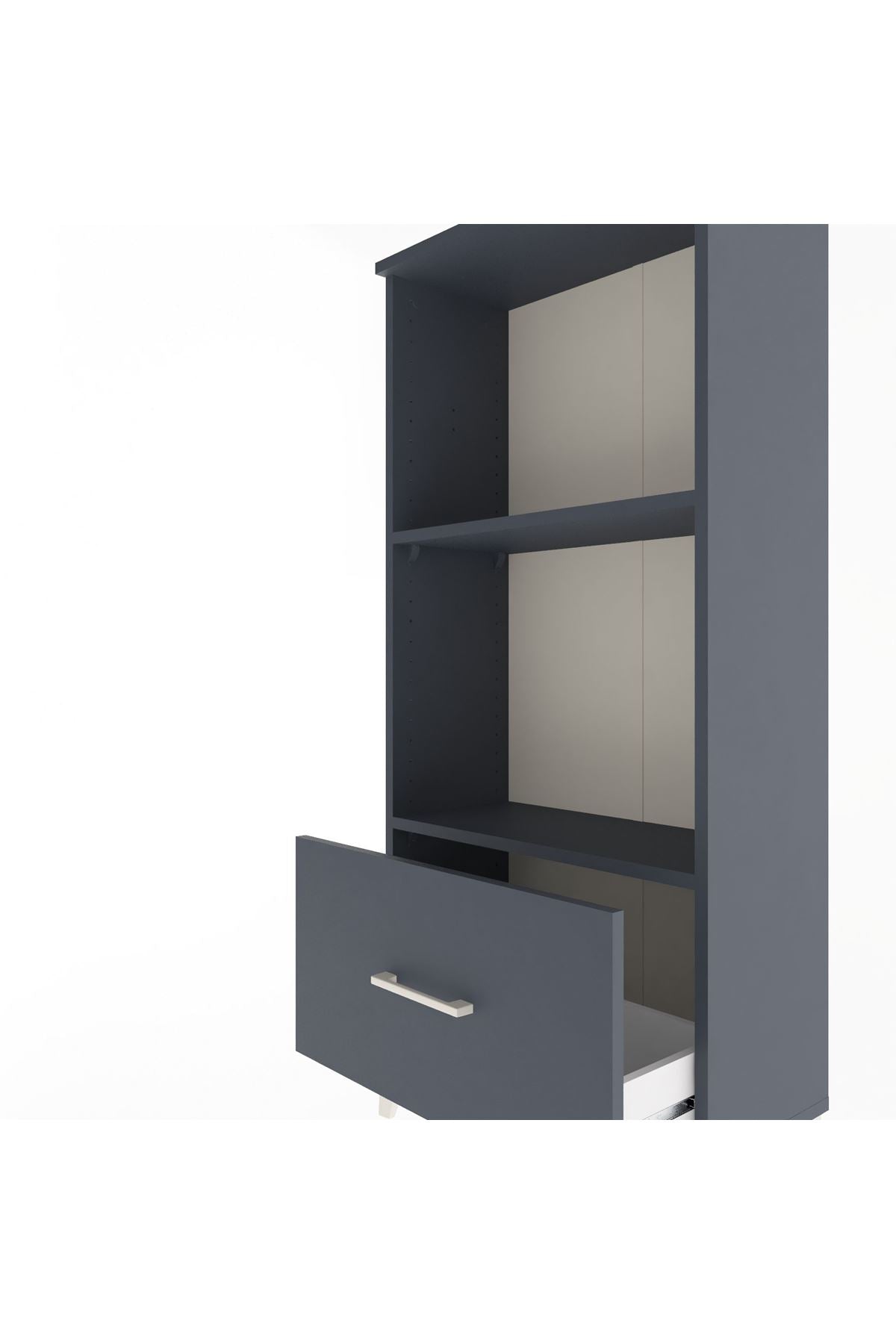 Arges Dolap Tek Raflı Tek Çekmeceli 60x30x134 Antrasit-Antrasit