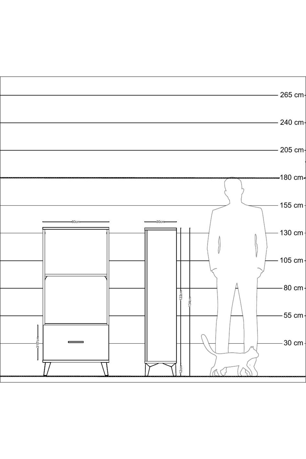 Arges Dolap Tek Raflı Tek Çekmeceli 60x30x134 Çam-Aytaşı