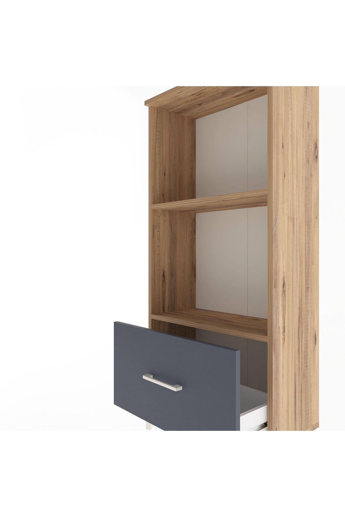 Arges Dolap Tek Raflı Tek Çekmeceli 60x30x134 Çam-Antrasit