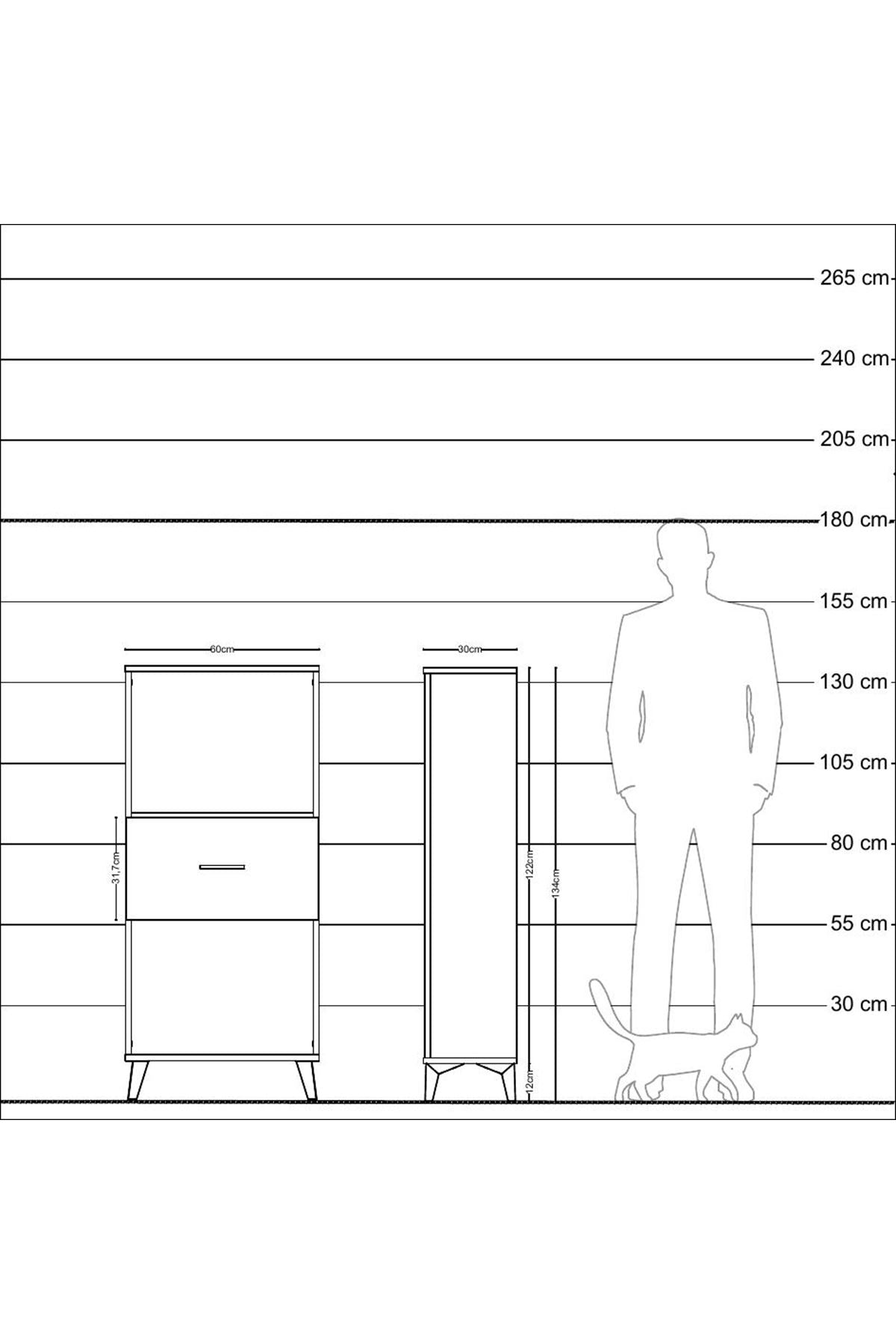 Arges Dolap Tek Raflı Tek Çekmeceli 60x30x134 Aytaşı-Antrasit