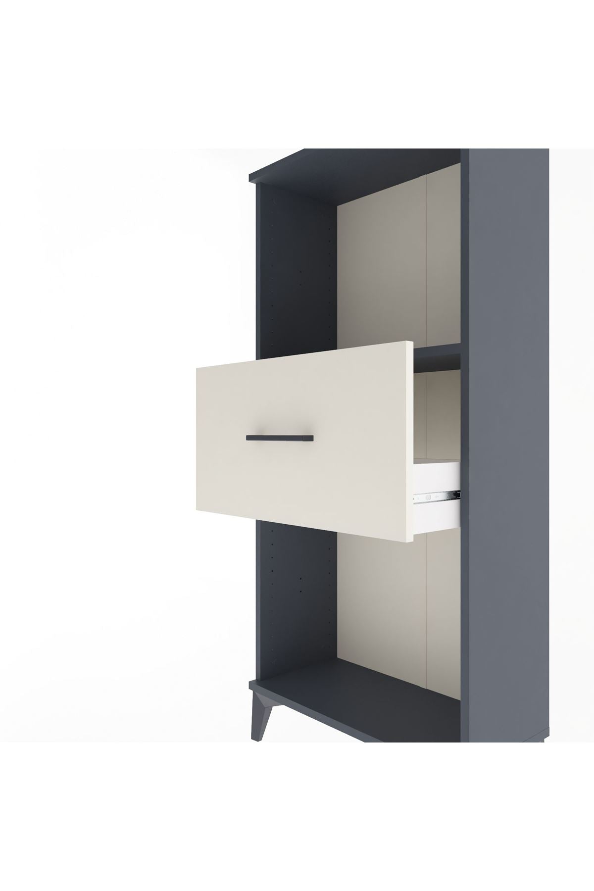 Arges Dolap Tek Raflı Tek Çekmeceli 60x30x134 Antrasit-Aytaşı