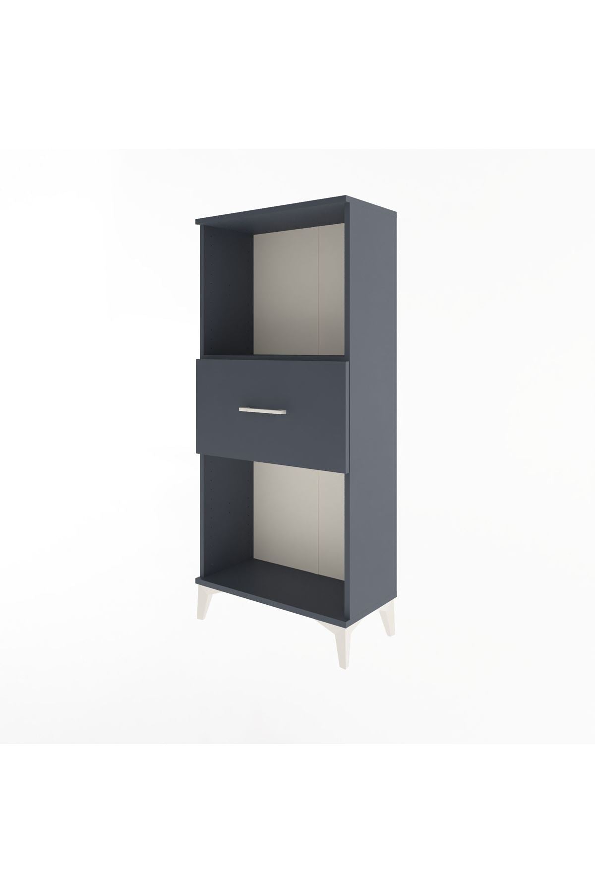 Arges Dolap Tek Raflı Tek Çekmeceli 60x30x134 Antrasit-Antrasit