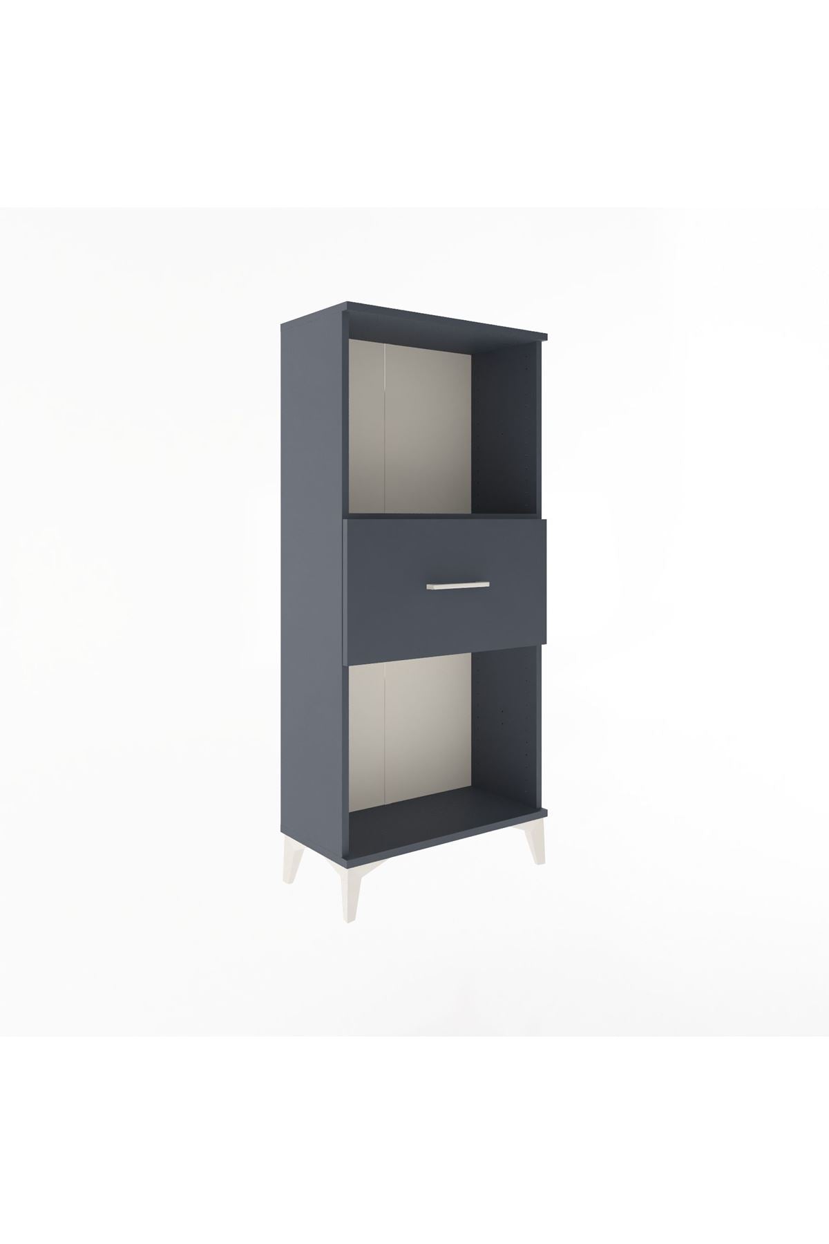 Arges Dolap Tek Raflı Tek Çekmeceli 60x30x134 Antrasit-Antrasit