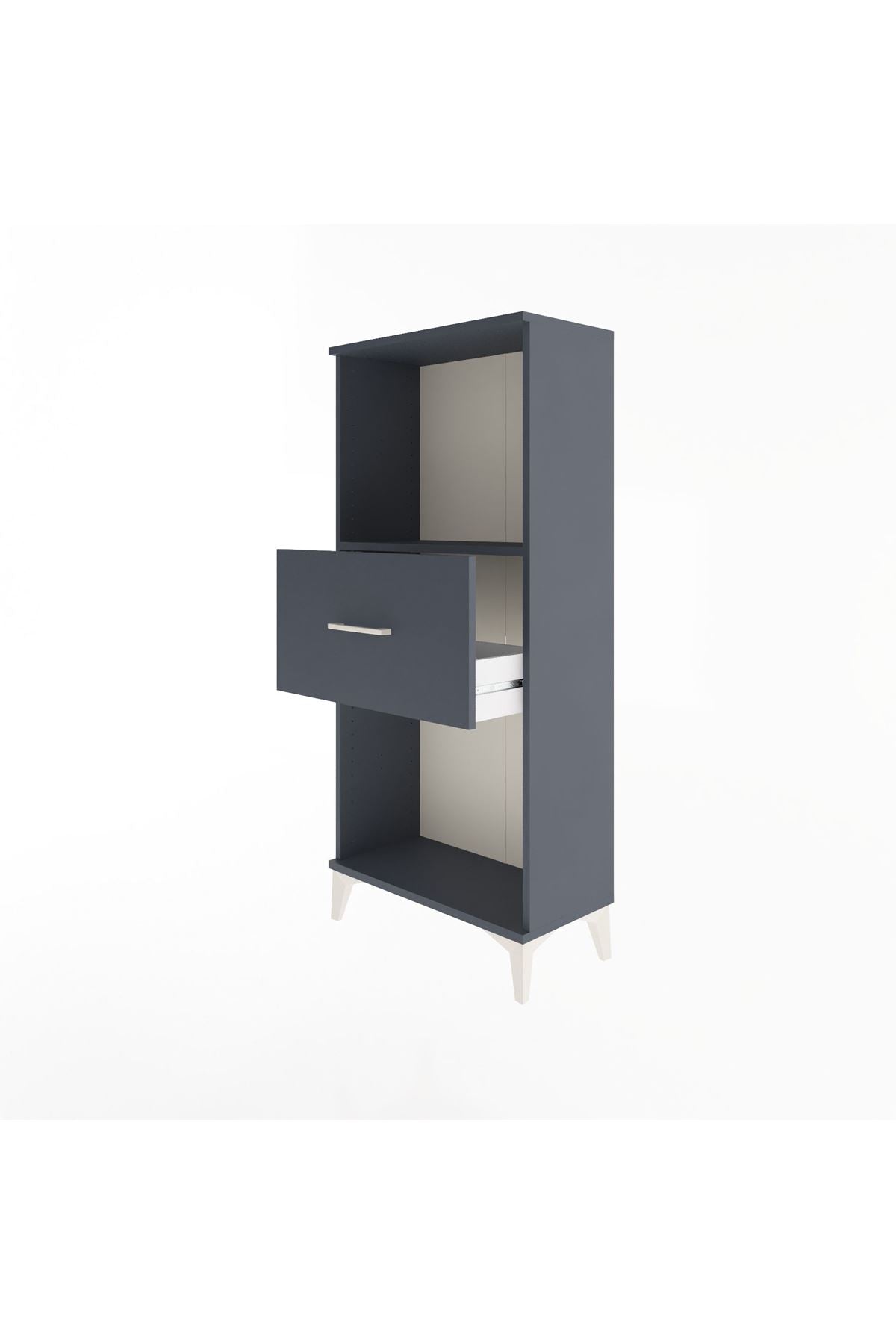 Arges Dolap Tek Raflı Tek Çekmeceli 60x30x134 Antrasit-Antrasit