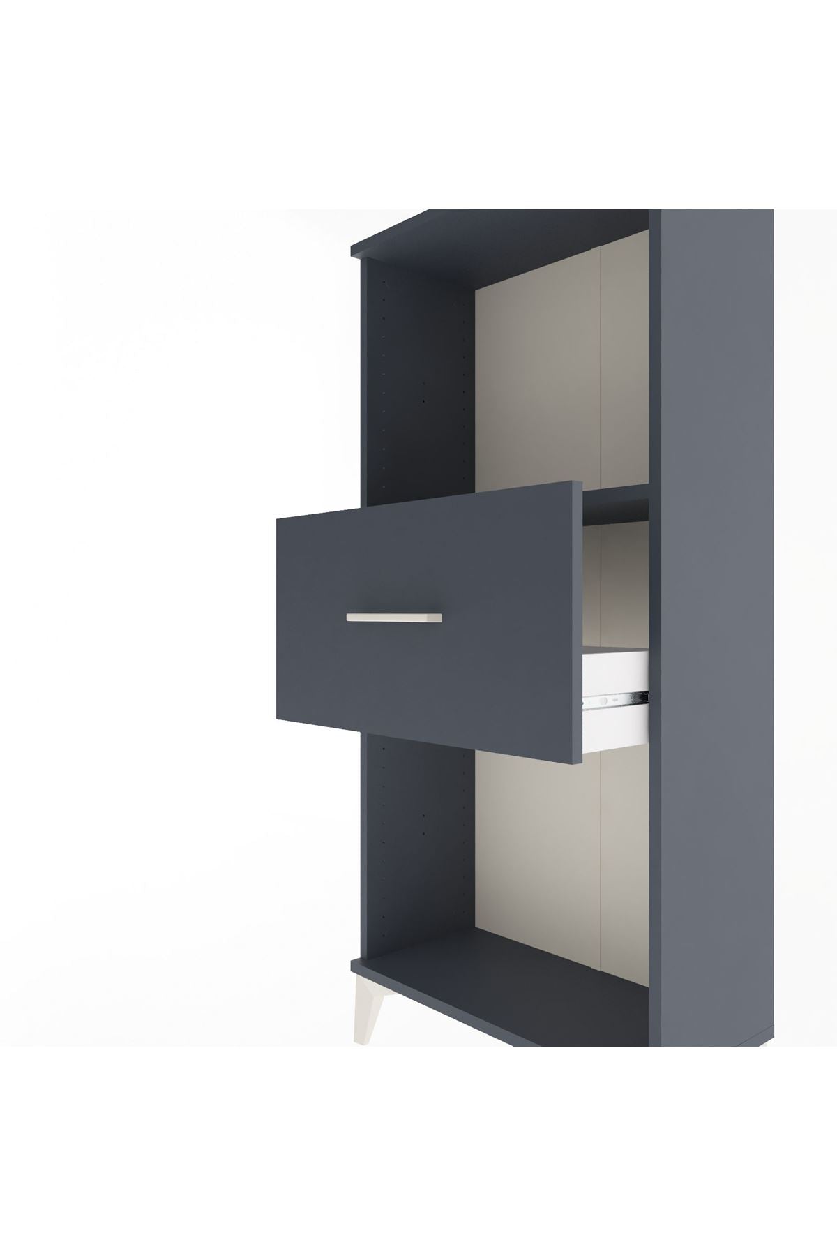 Arges Dolap Tek Raflı Tek Çekmeceli 60x30x134 Antrasit-Antrasit