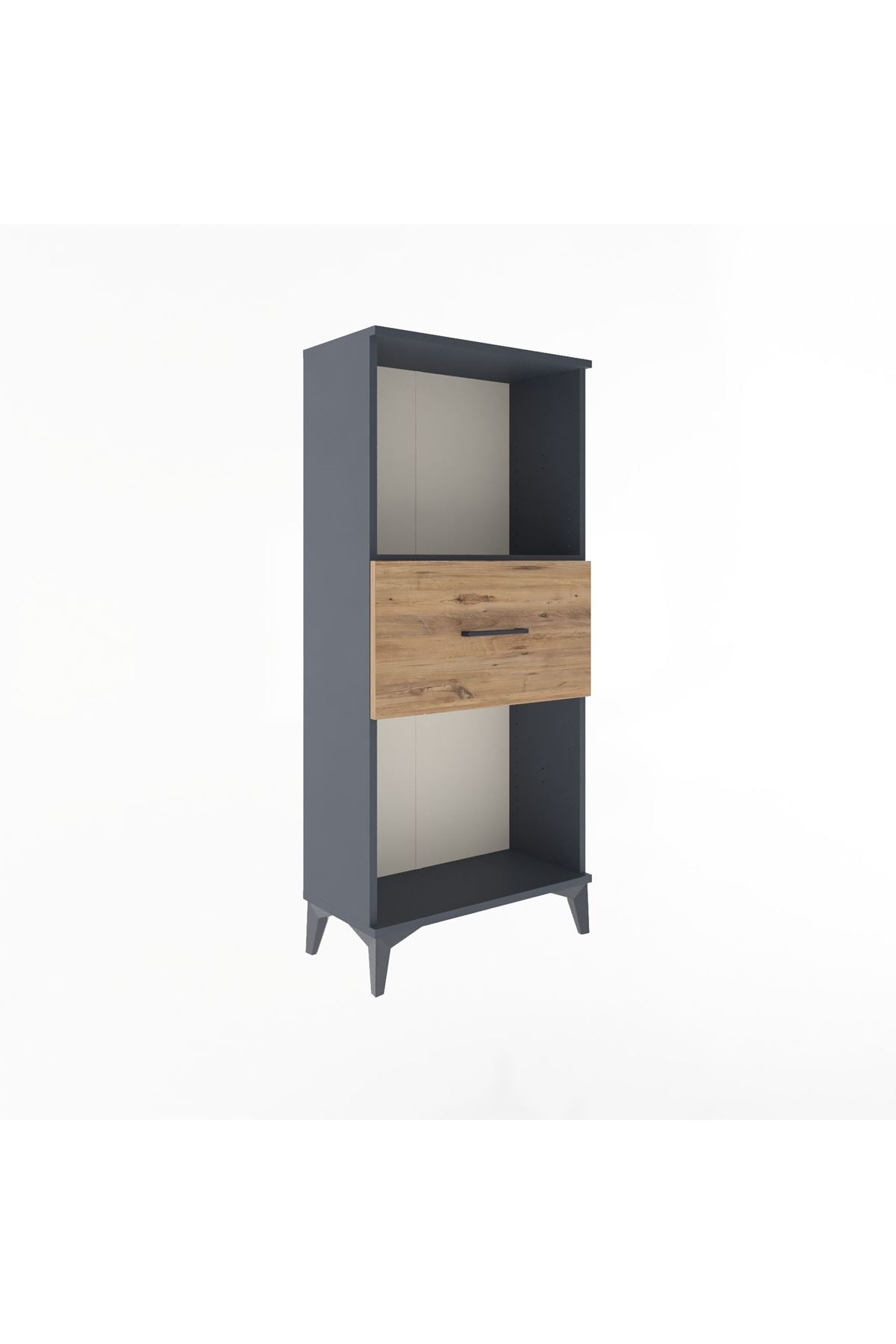 Arges Dolap Tek Raflı Tek Çekmeceli 60x30x134 Antrasit-Çam