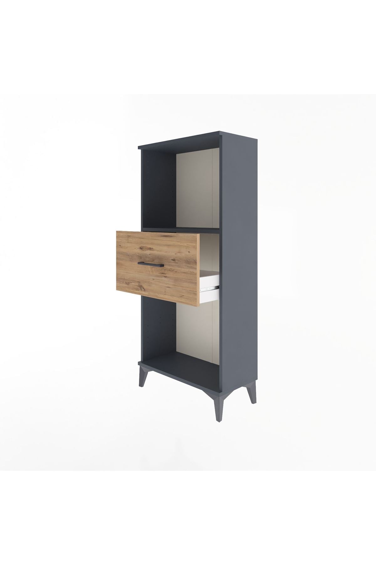 Arges Dolap Tek Raflı Tek Çekmeceli 60x30x134 Antrasit-Çam