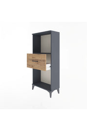 Arges Dolap Tek Raflı Tek Çekmeceli 60x30x134 Antrasit-Çam