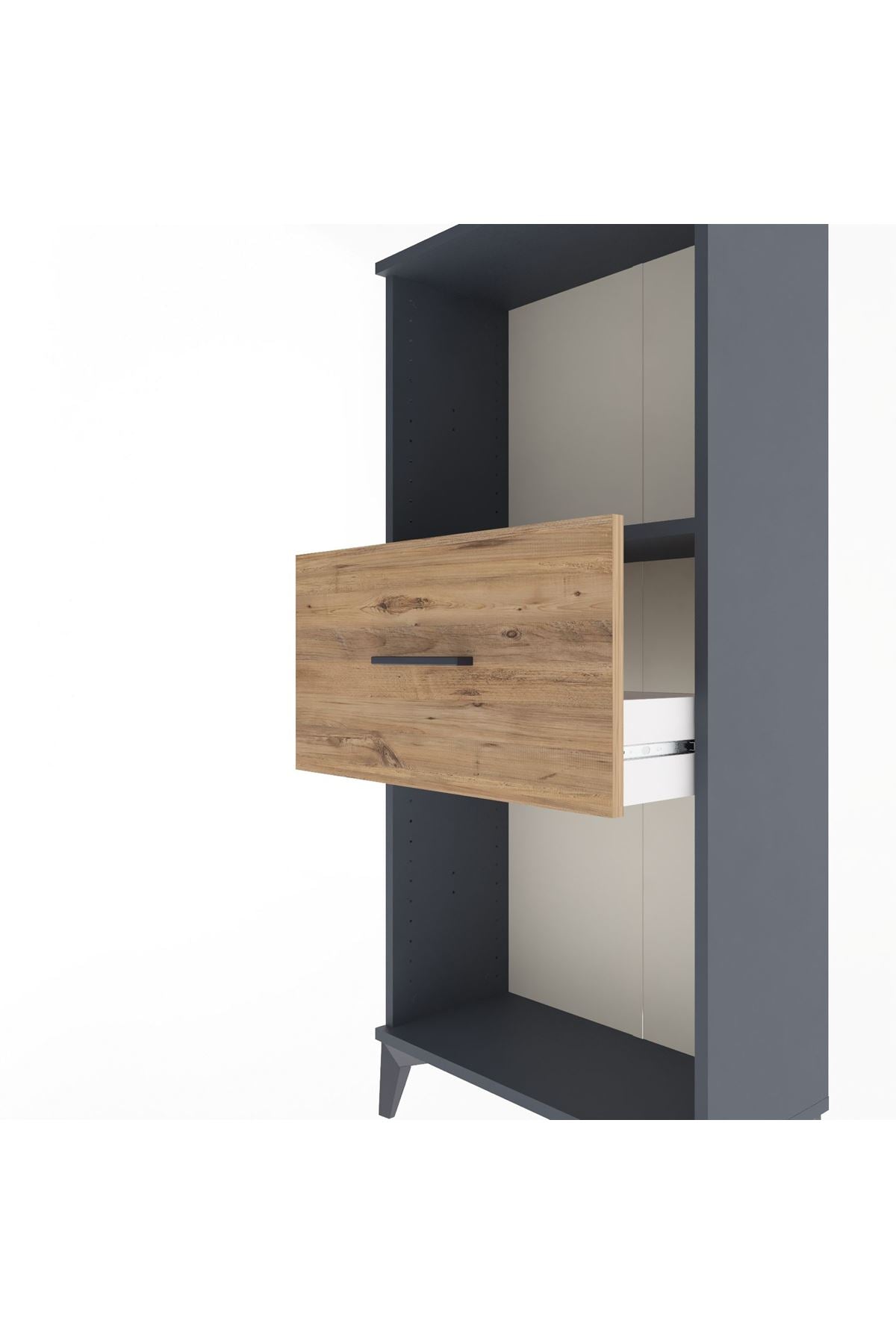 Arges Dolap Tek Raflı Tek Çekmeceli 60x30x134 Antrasit-Çam