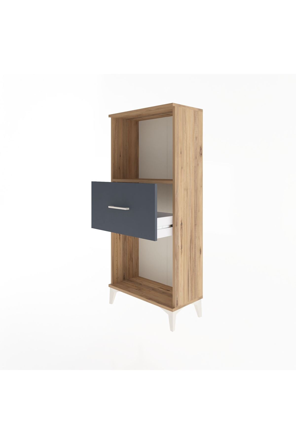 Arges Dolap Tek Raflı Tek Çekmeceli 60x30x134 Çam-Antrasit