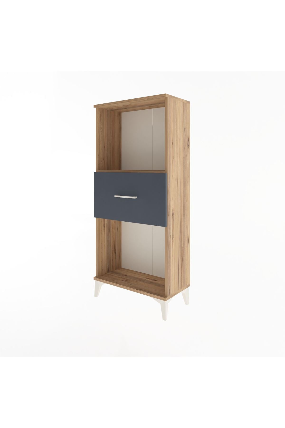 Arges Dolap Tek Raflı Tek Çekmeceli 60x30x134 Çam-Antrasit