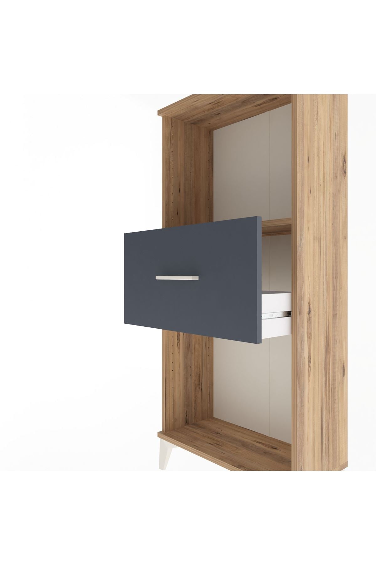 Arges Dolap Tek Raflı Tek Çekmeceli 60x30x134 Çam-Antrasit