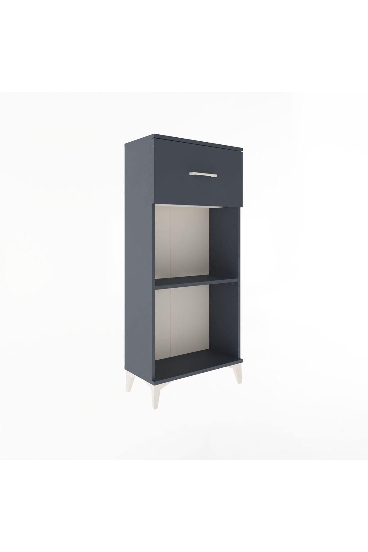 Arges Dolap Tek Raflı Tek Çekmeceli 60x30x134 Antrasit-Antrasit