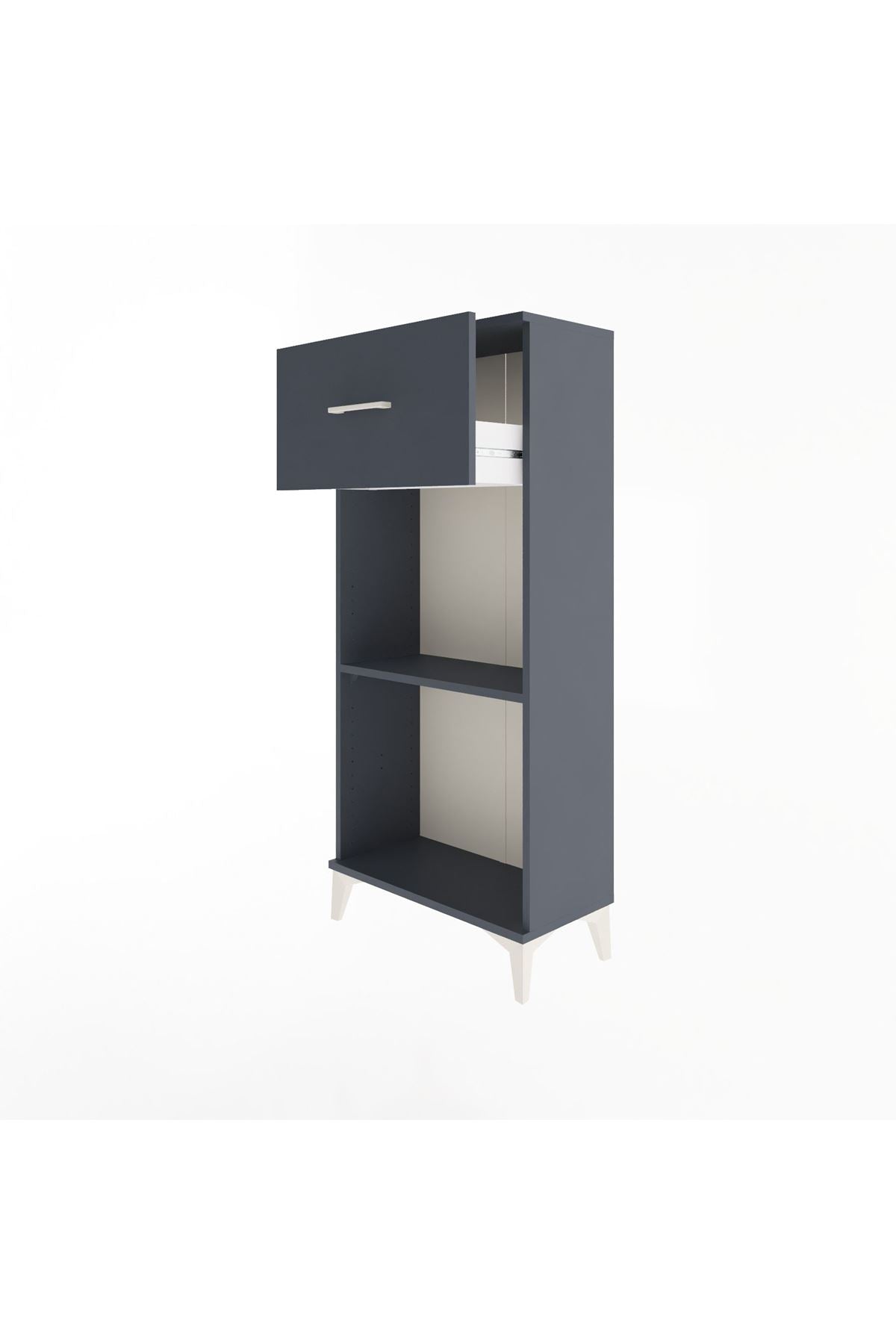Arges Dolap Tek Raflı Tek Çekmeceli 60x30x134 Antrasit-Antrasit