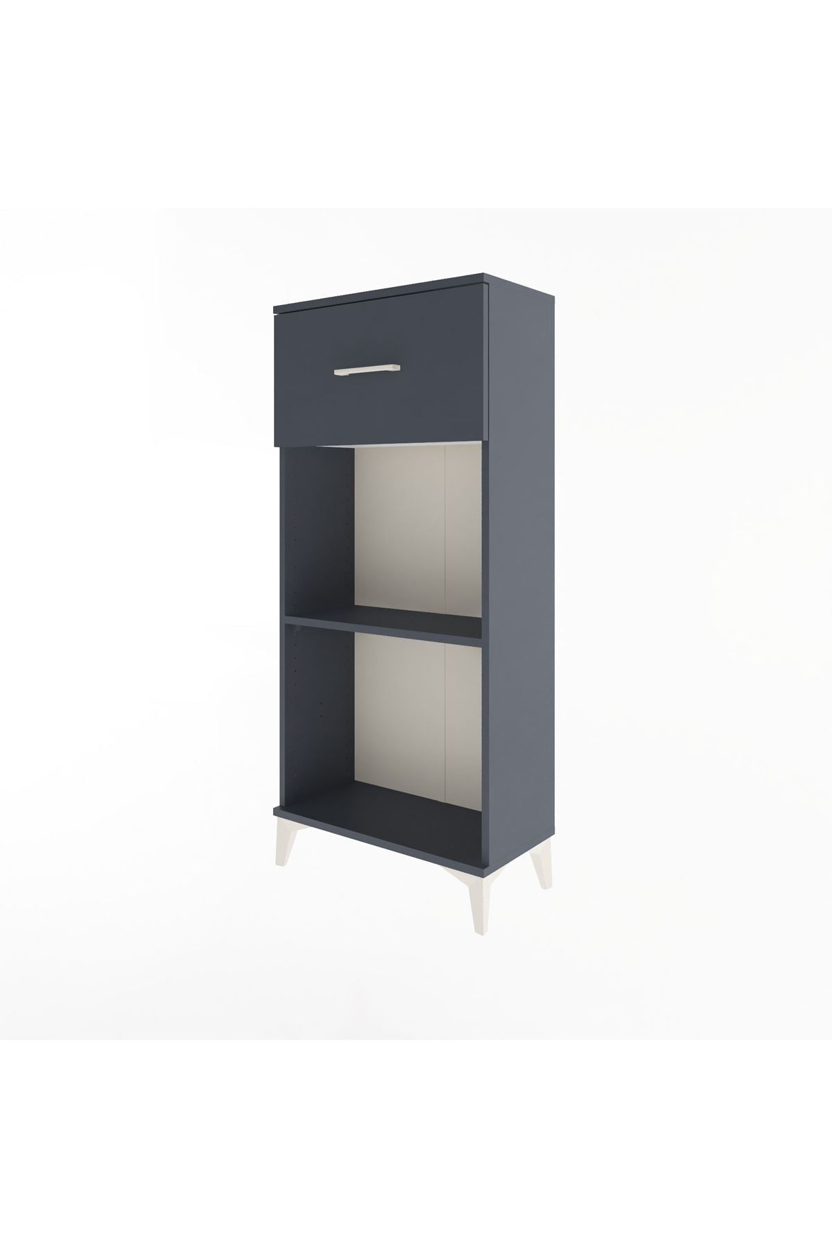 Arges Dolap Tek Raflı Tek Çekmeceli 60x30x134 Antrasit-Antrasit