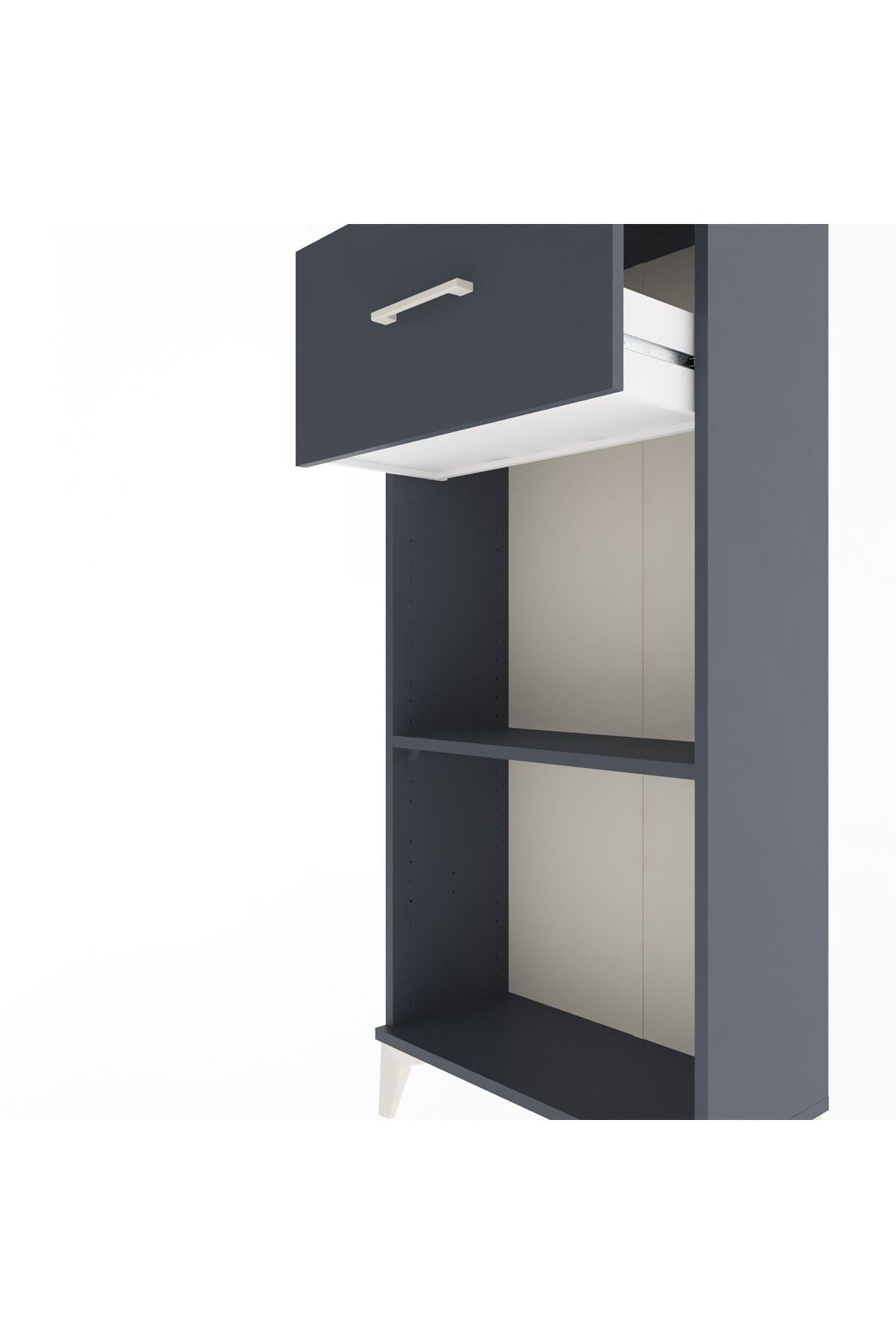 Arges Dolap Tek Raflı Tek Çekmeceli 60x30x134 Antrasit-Antrasit