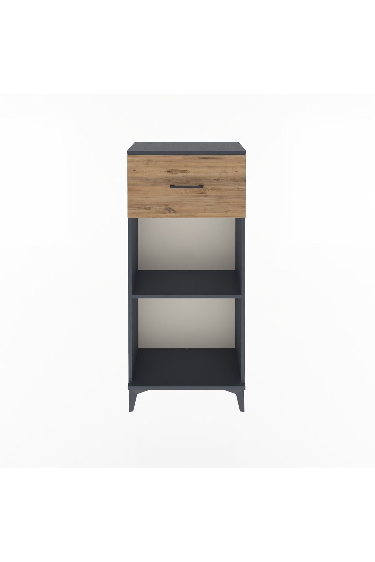 Arges Dolap Tek Raflı Tek Çekmeceli 60x30x134 Antrasit-Çam