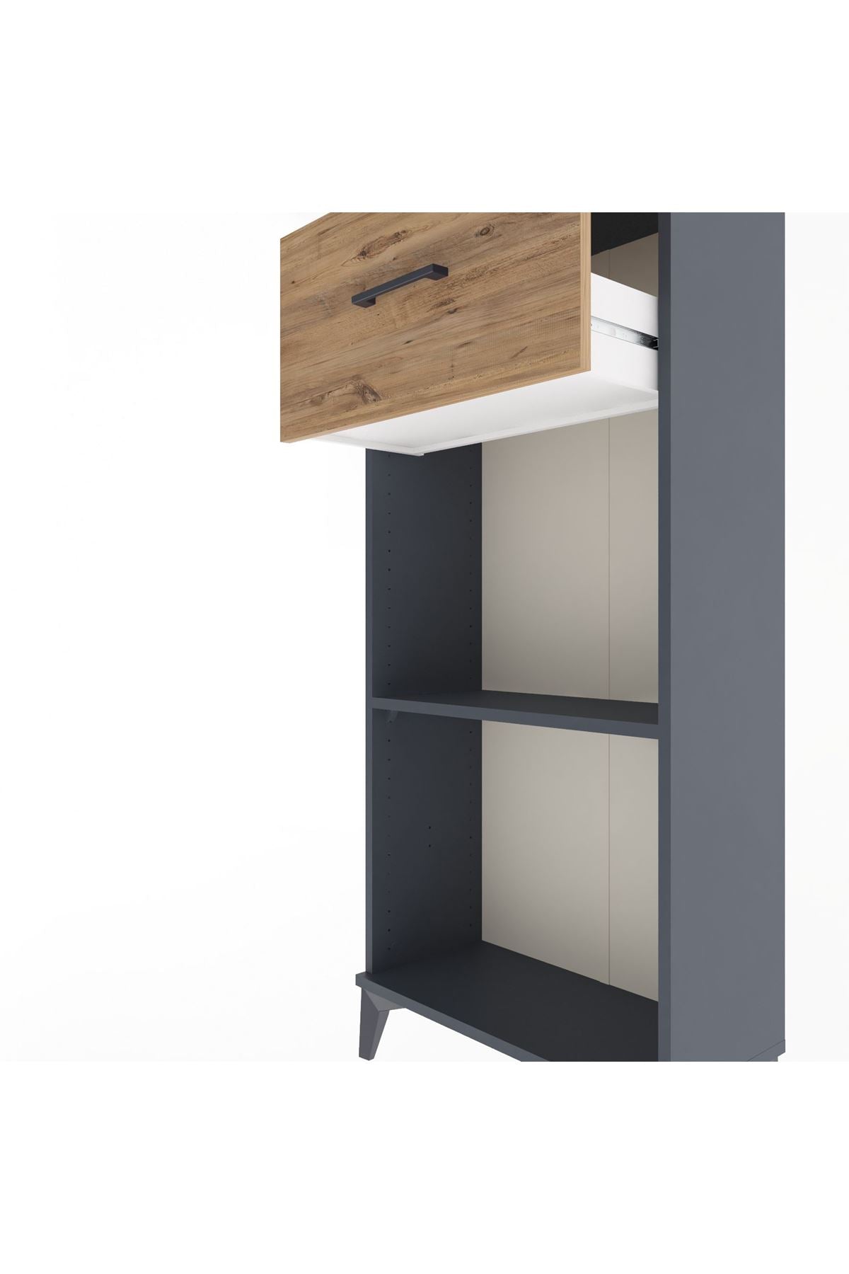 Arges Dolap Tek Raflı Tek Çekmeceli 60x30x134 Antrasit-Çam