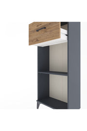 Arges Dolap Tek Raflı Tek Çekmeceli 60x30x134 Antrasit-Çam