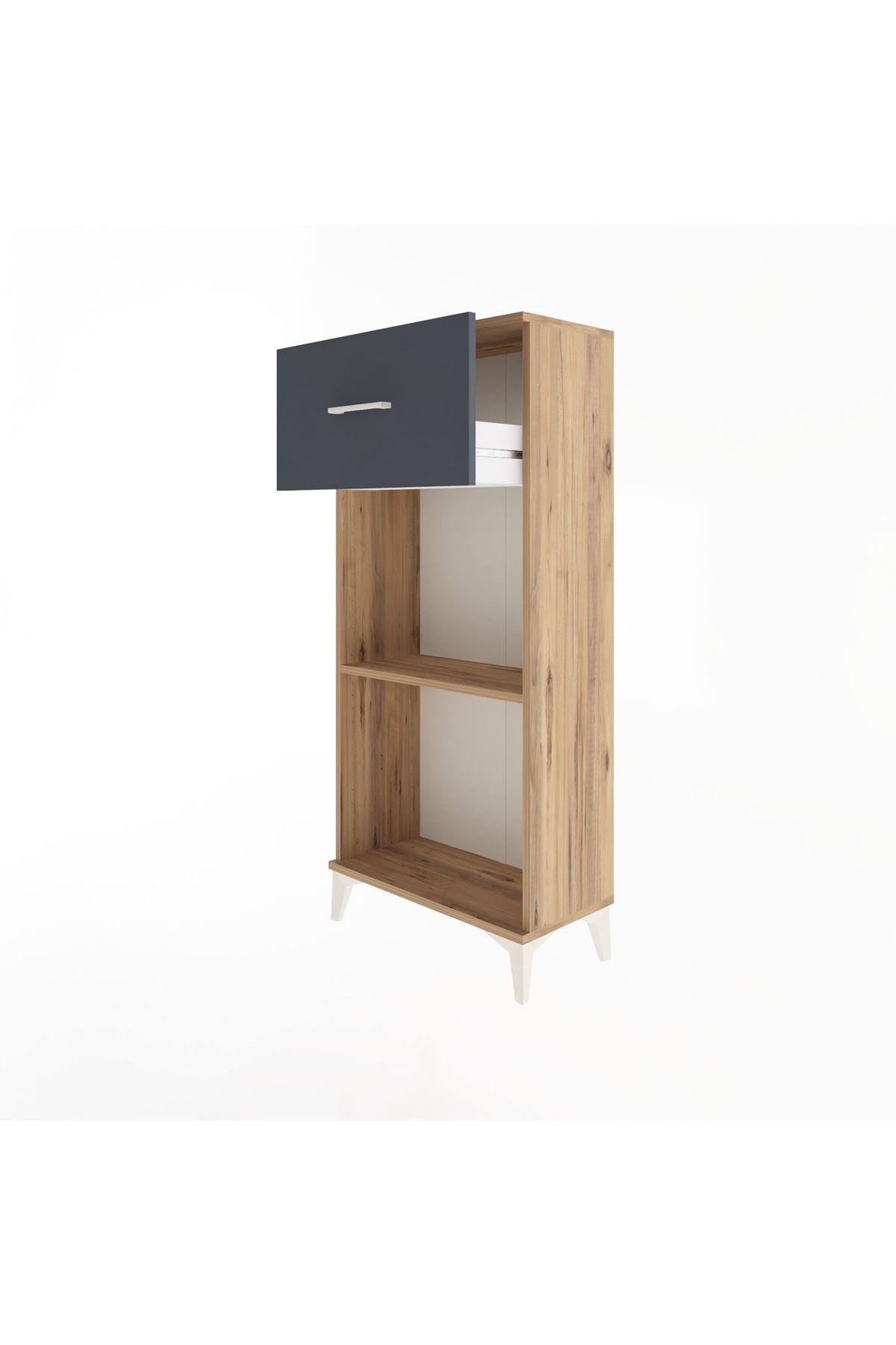 Arges Dolap Tek Raflı Tek Çekmeceli 60x30x134 Çam-Antrasit