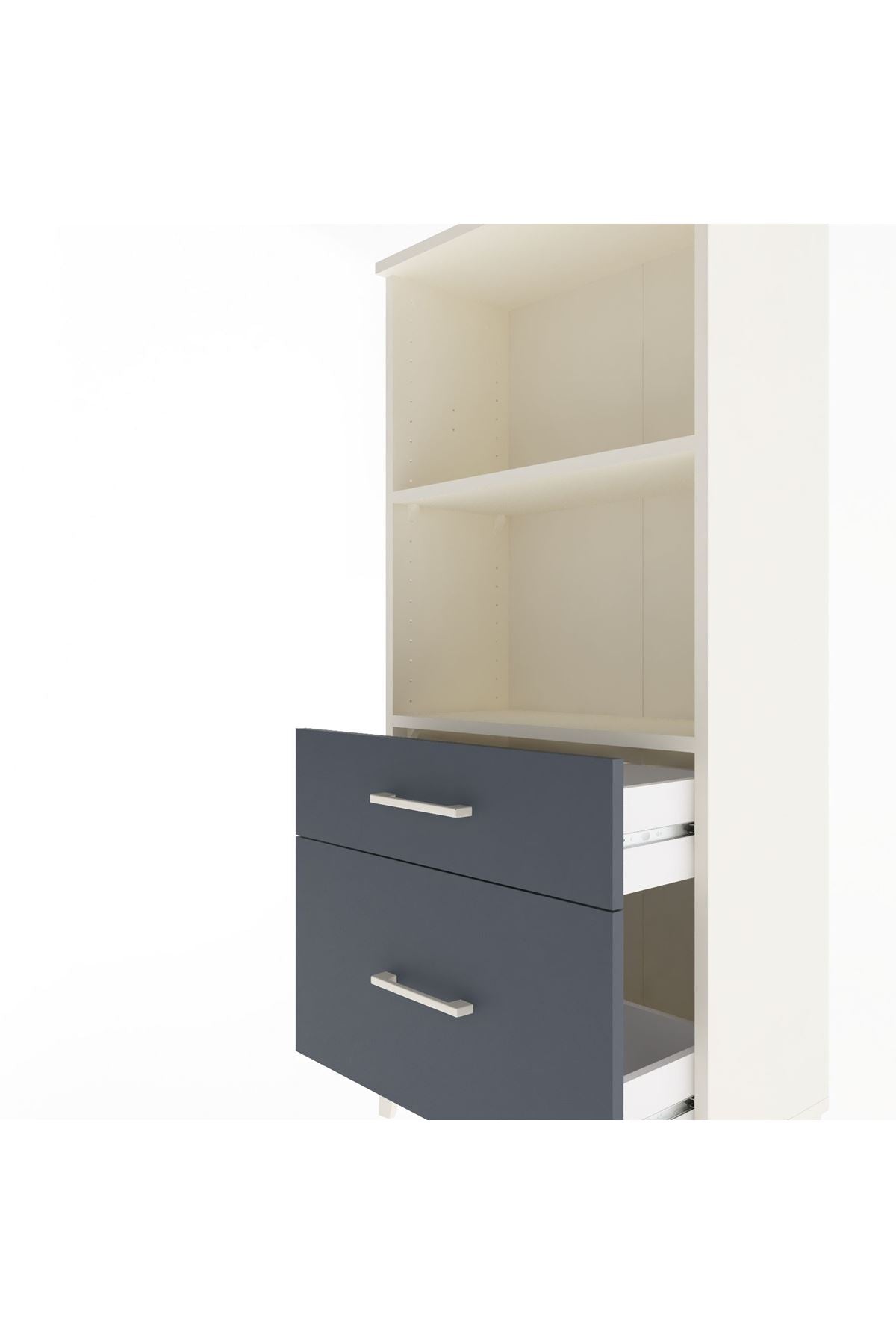 Arges Dolap 2 Raflı 2 Çekmeceli 60x30x134 Aytaşı-Antrasit