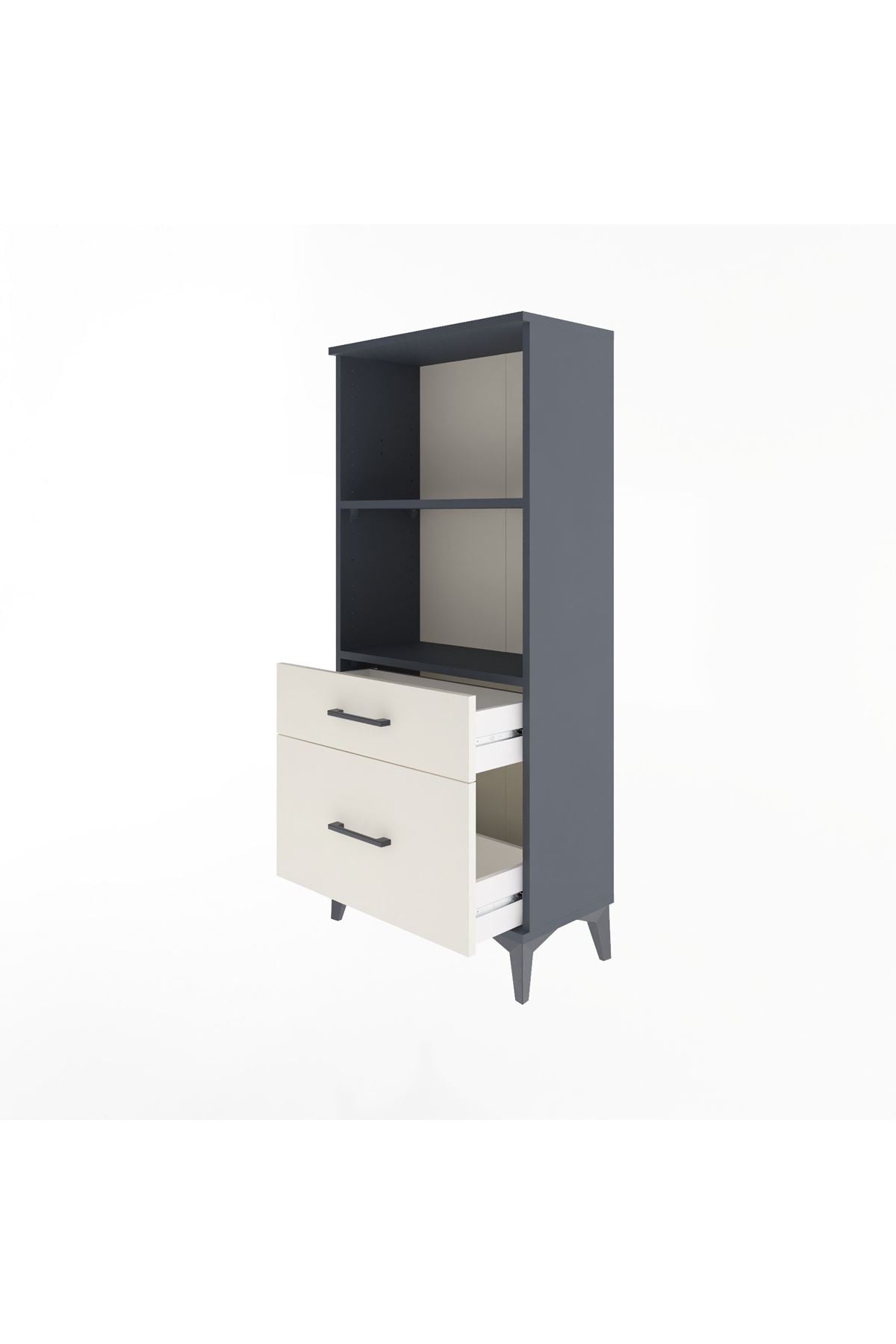 Arges Dolap 2 Raflı 2 Çekmeceli 60x30x134 Antrasit-Aytaşı